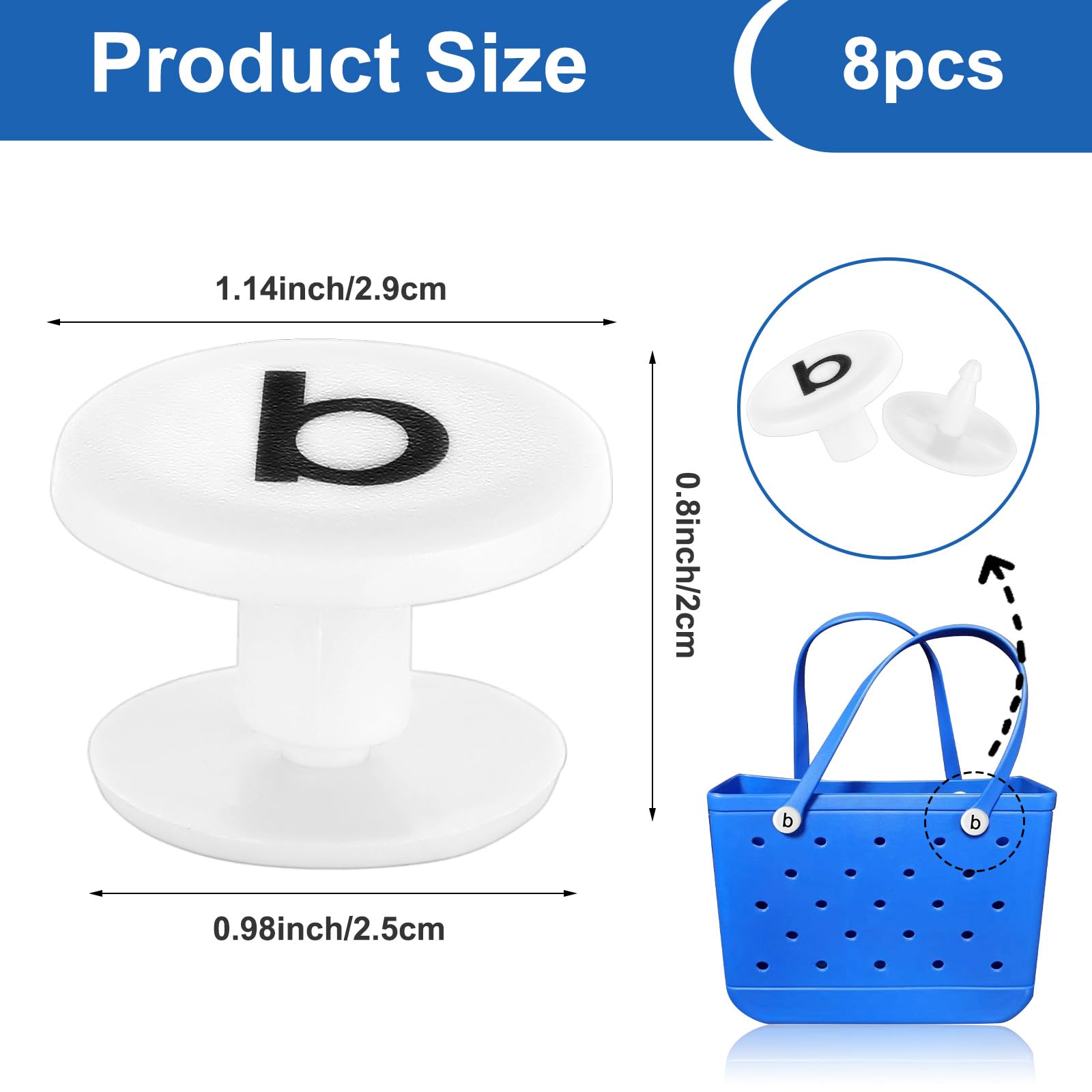 Bog Bag Replacement Rivets - 8 Pairs Neoprene Tote Strap Buttons for Standard & XL Pool Bags | Durable Rubber Repair Kit for Women's Beach Totes & Handles (White) | Perfect for Pool, Beach & Travel Accessories