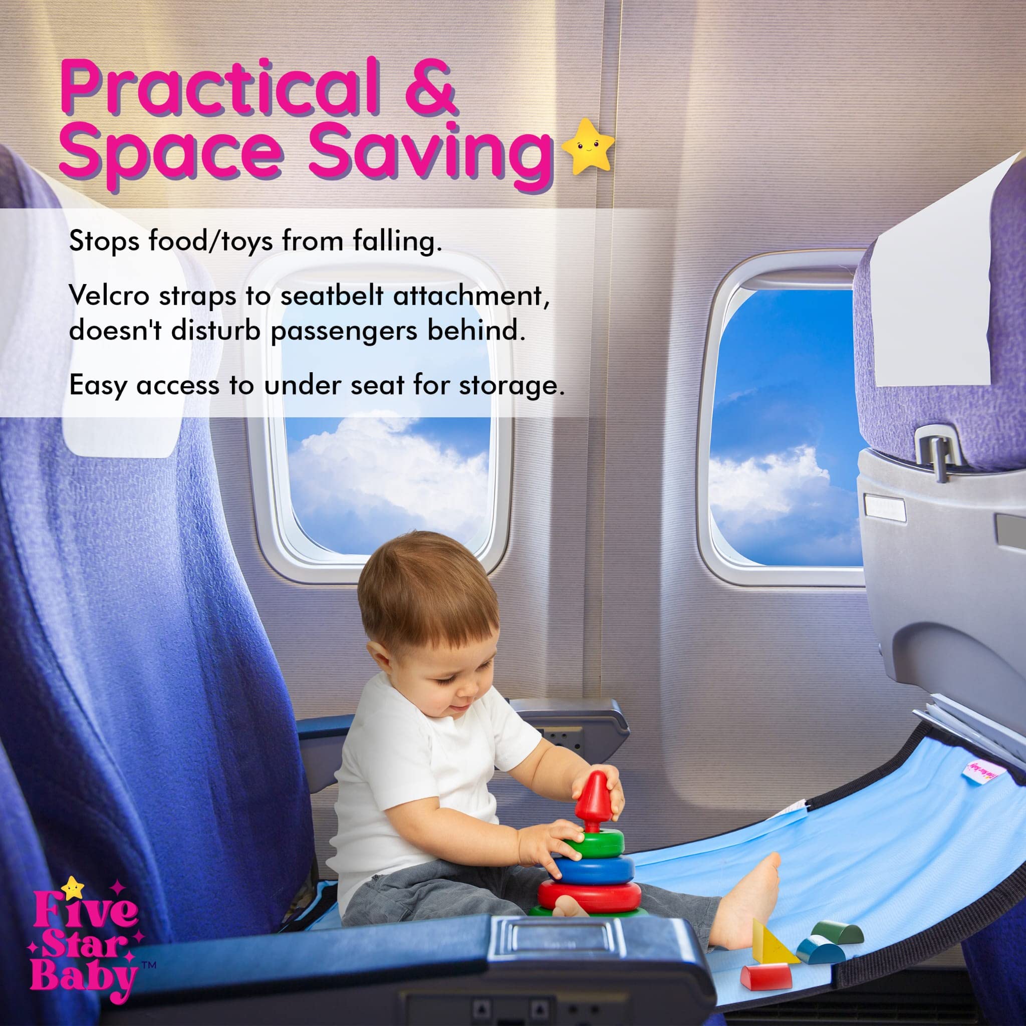 Premium Toddler Airplane Travel Bed - Kids Inflatable Airplane Seat Extender & Comfortable Travel Essential for Long Flights | Blue | Perfect for Family Vacations & Overnight Flights