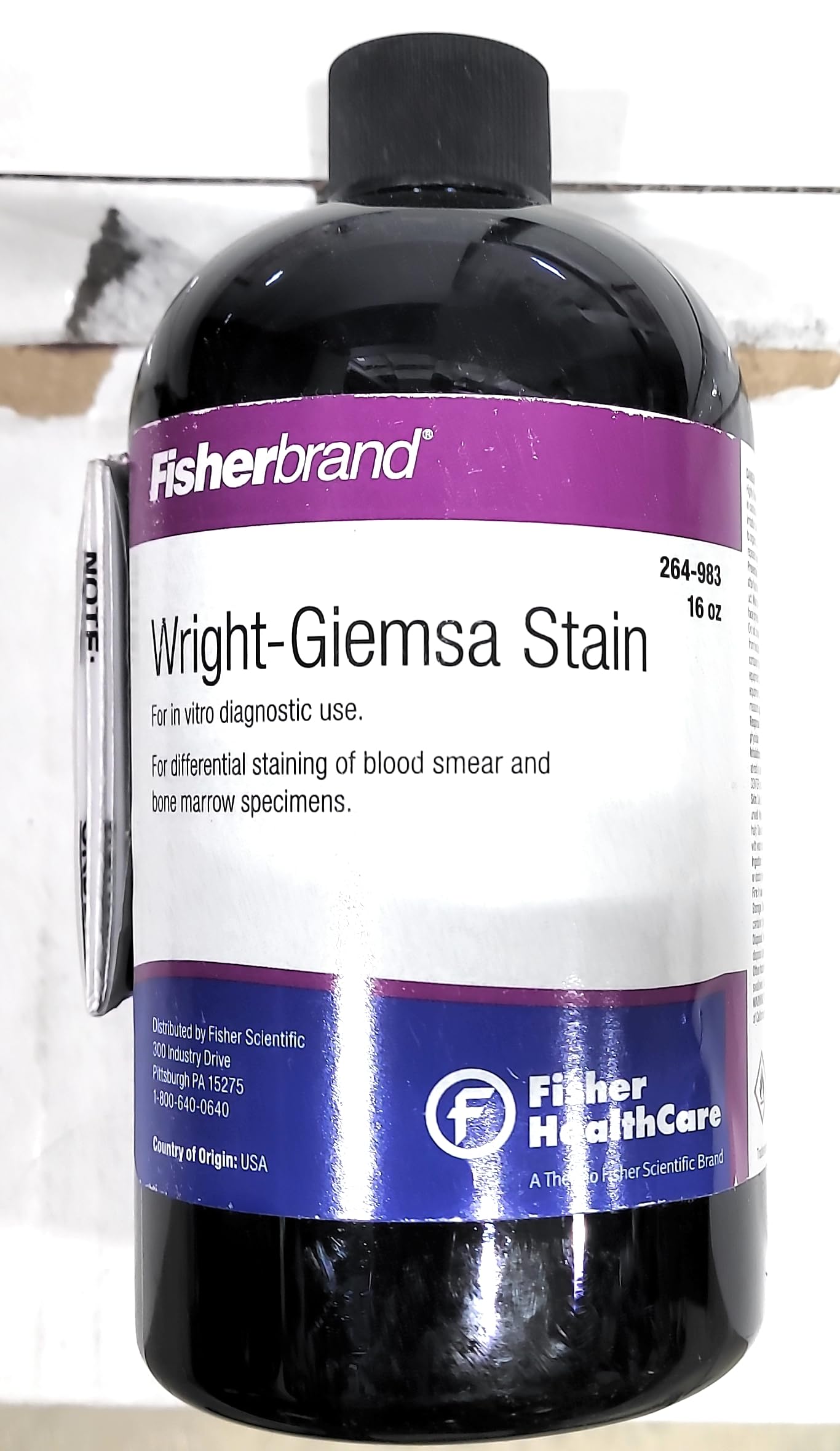 Wright-Giemsa Stain Solution - 16oz Bottle (1 Each) for Microscopic Blood Smear & Cell Analysis - Ideal for Laboratory, Medical & Research Use