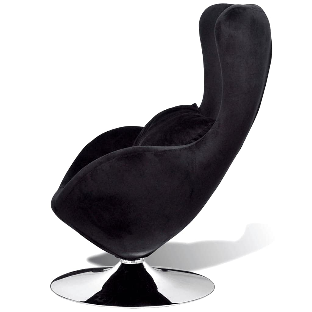 Black Velvet French Egg-Shaped Armchair - Elegant Accent Chair for Bedroom, Living Room & Office - Stylish French Sofa Chair with Modern Design - Perfect for Home Decor & Relaxation