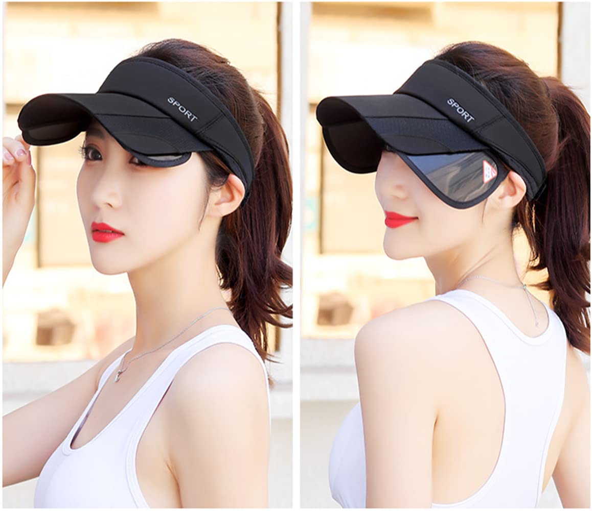 Sun Visor Hat for Women & Men - Adjustable Retractable Brim Sports Cap for Golf, Tennis, Running & Beach - UV Protection with Ponytail Hole - Perfect for Outdoor Activities, Workouts and Summer Vacations