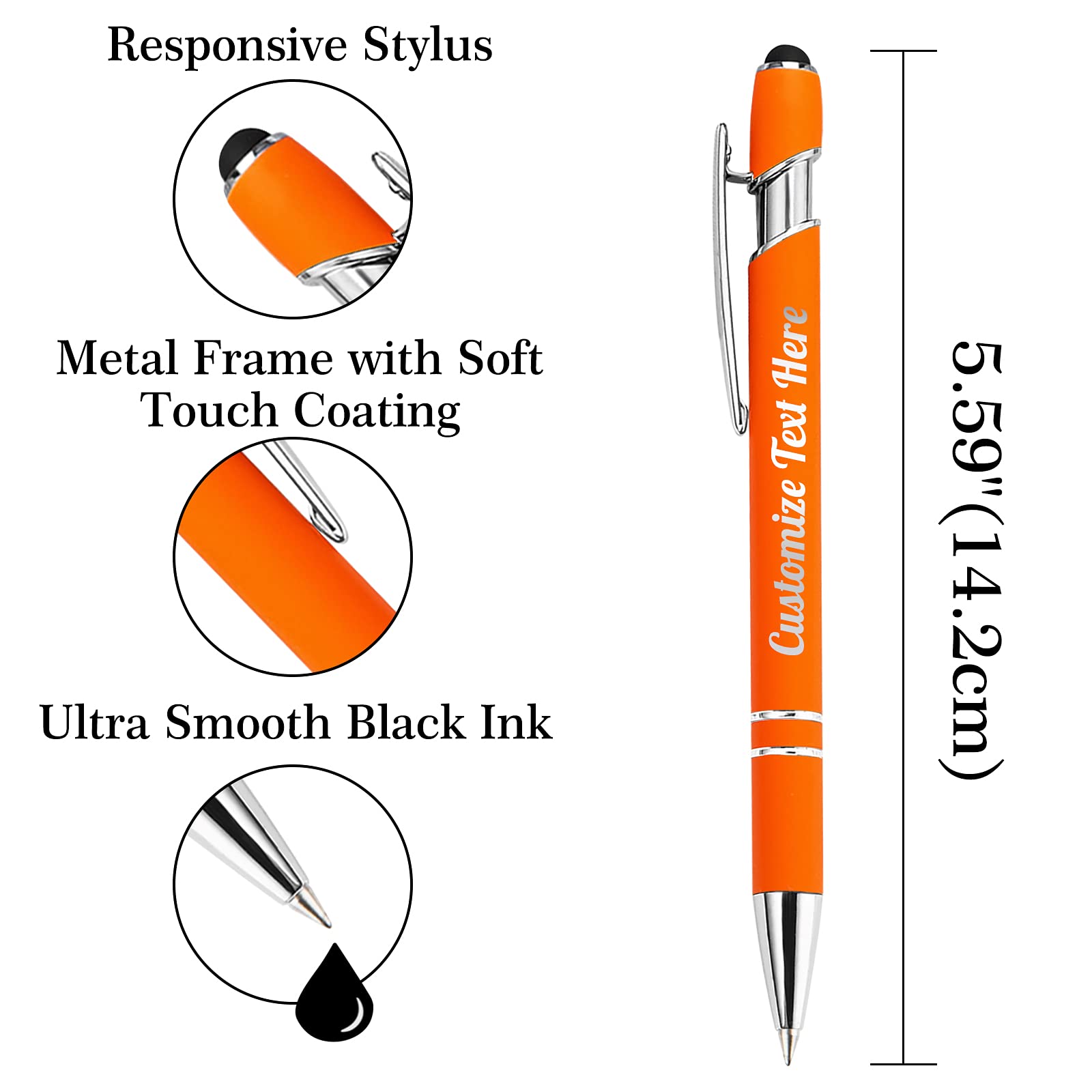 500 Personalized Pens Bulk - 252 Custom Ballpoint Pens with Business Name/Logo - Engraved Stylus Pens (Medium Point, Black Ink) for Office, Promotions & Corporate Gifts