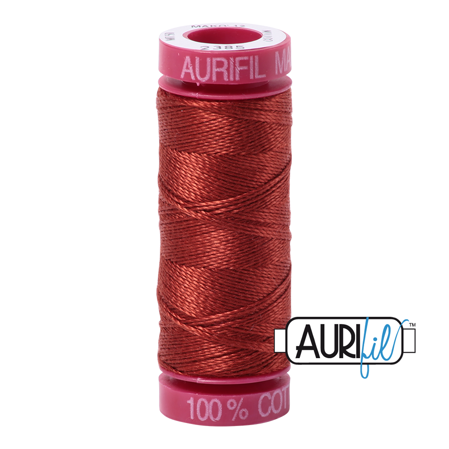 Aurifil 12wt Cotton Thread - Terracotta Color Small Spool for Hand Embroidery, Quilting & Sewing Projects | Perfect for DIY Crafts & Fabric Art