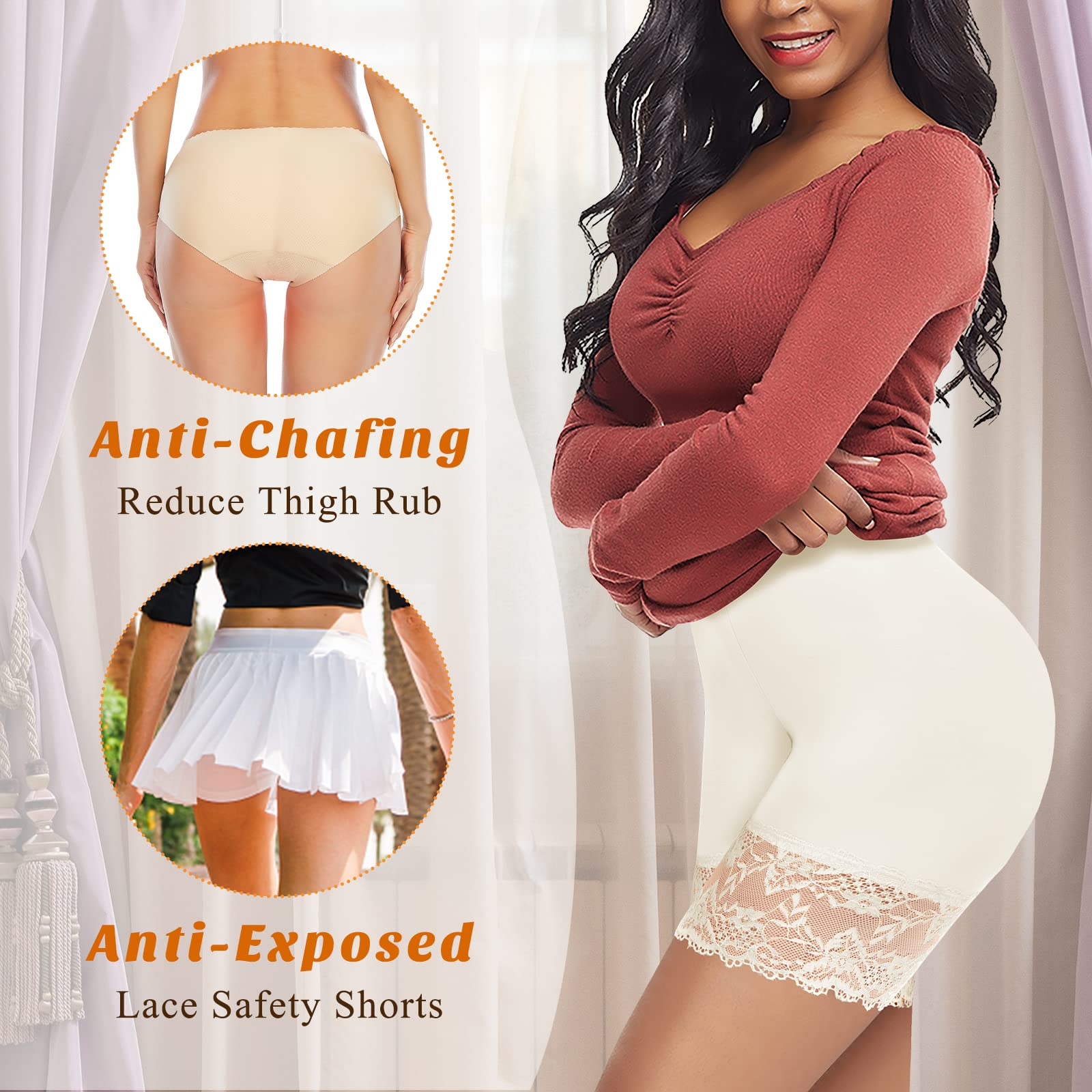 Lace Slip Shorts for Women - Anti-Chafing Boyshort Underwear for Dresses & Skirts | Comfortable & Breathable for Daily Wear, Work, and Special Occasions