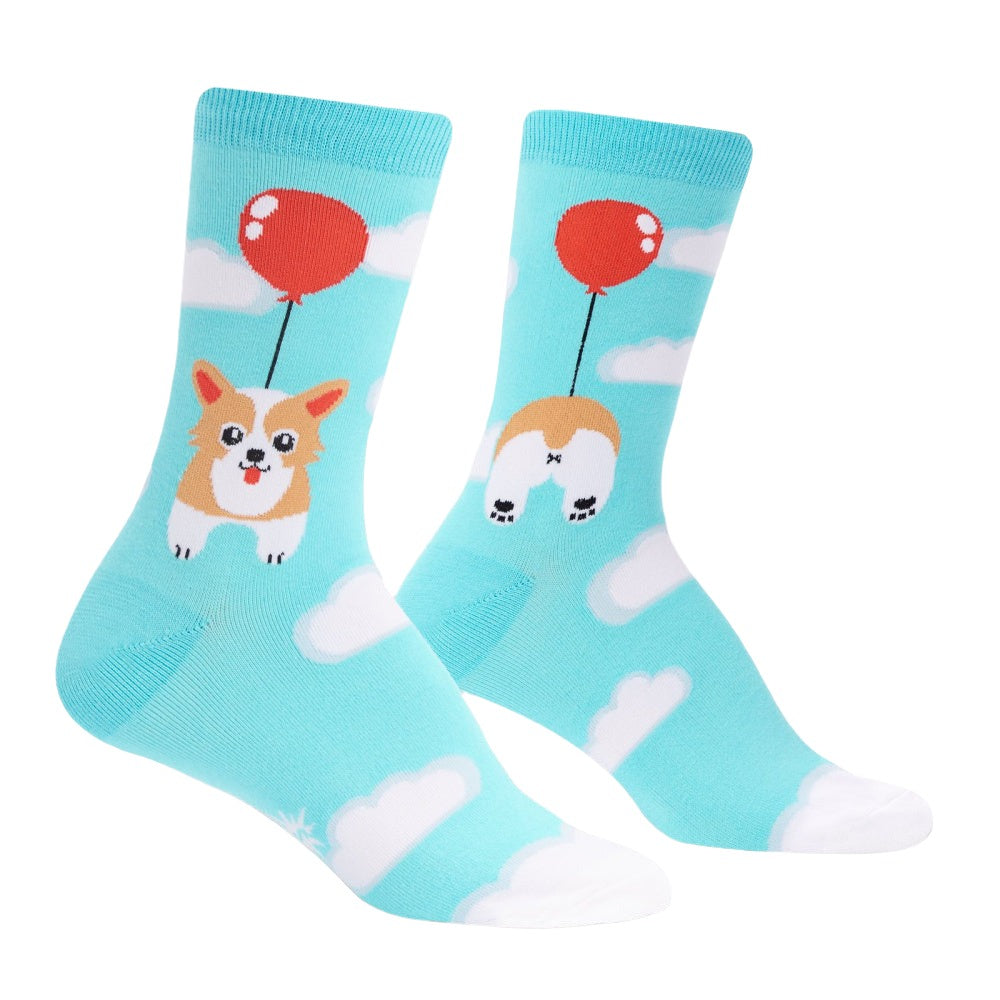 Pup, Pup and Away Women's Crew Socks by Sock It To Me - Fun & Comfortable Novelty Socks for Casual Wear, Gifts, and Dog Lovers