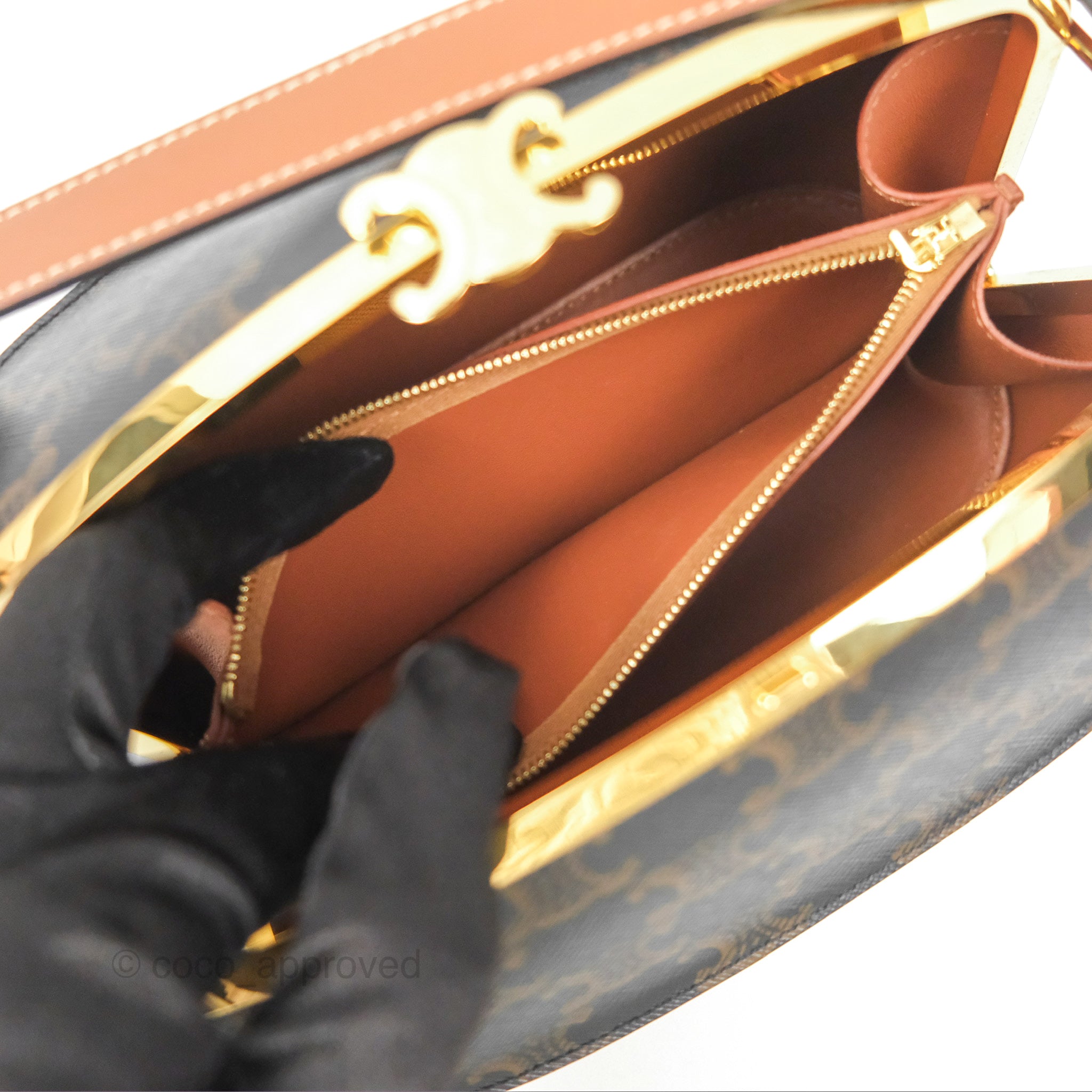 Celine Triomphe Canvas Lunch Box Bag in Tan - Stylish & Compact Handbag for Women, Perfect for Work, Travel, and Everyday Use