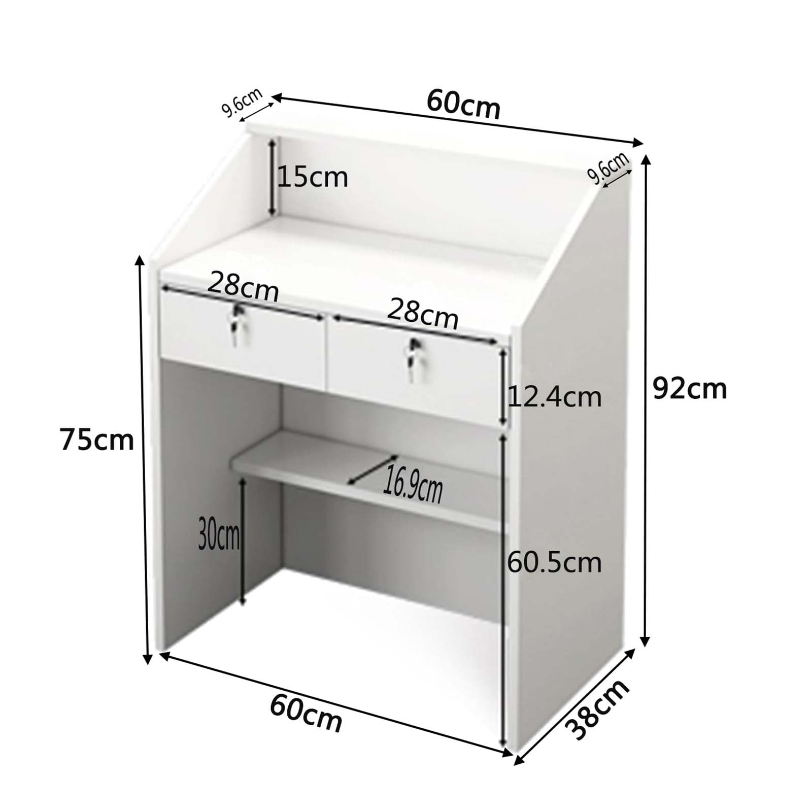 Modern Reception Desk with Lockable Drawers - White Office Front Desk & Retail Checkout Counter for Supermarkets, Hotels, Clothing Stores | Perfect for Lobby, Reception Area & Customer Service Counters