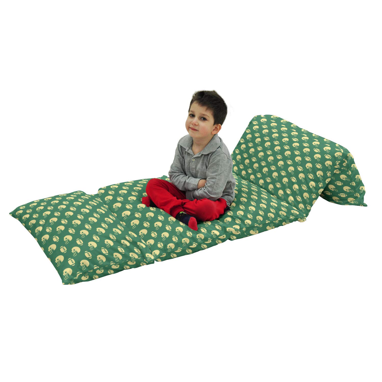 Ambesonne American Football Floor Pillow Lounger Cover - Retro Championship Tournament Design with Cream Footballs, 88