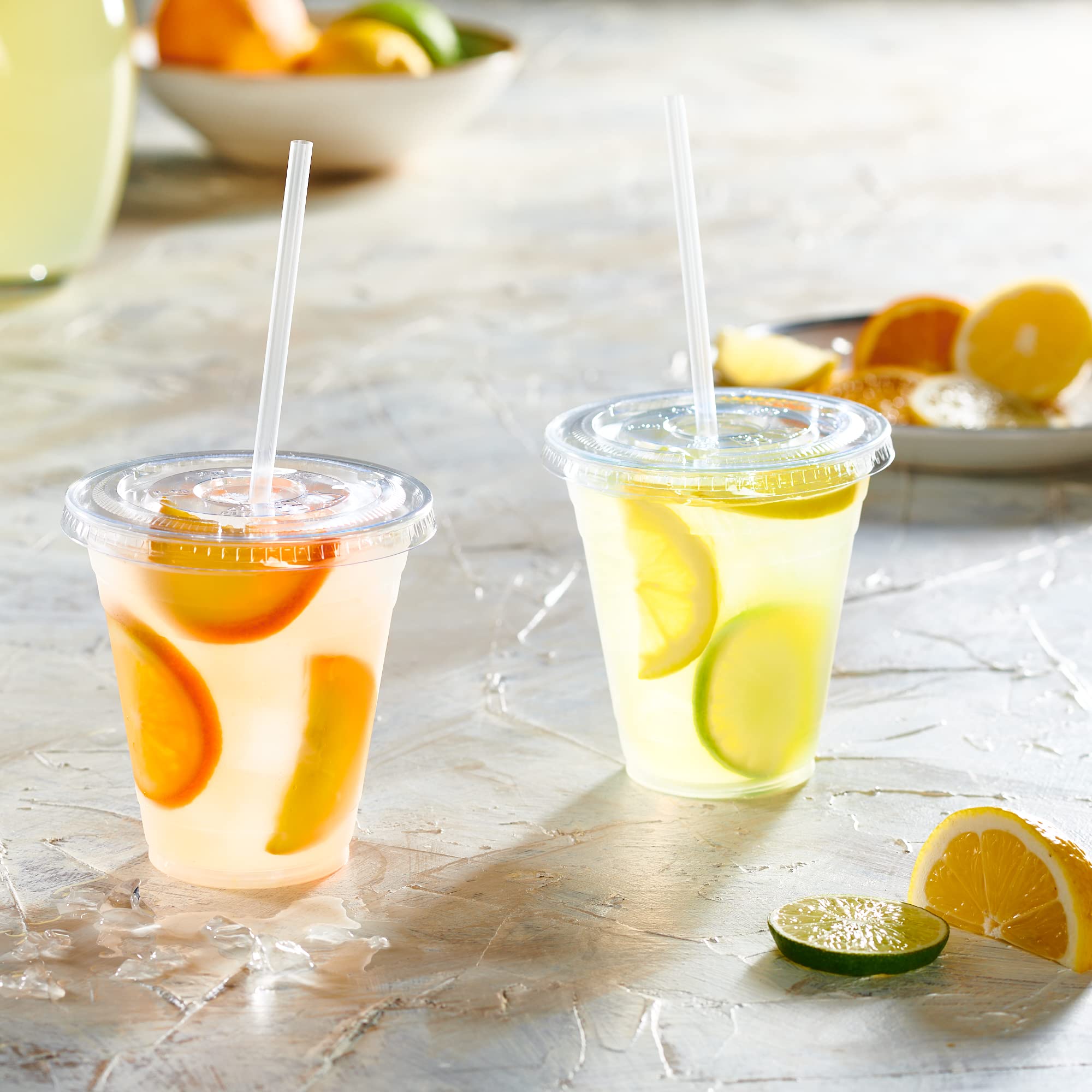 **GUSTO 100-Pack 12 oz Clear Plastic Cups with Flat Lids - Disposable Cold Drink Cups for Coffee, Smoothies, Iced Tea & Takeout - BPA-Free, Leak-Proof for Parties, Picnics & Office Use**