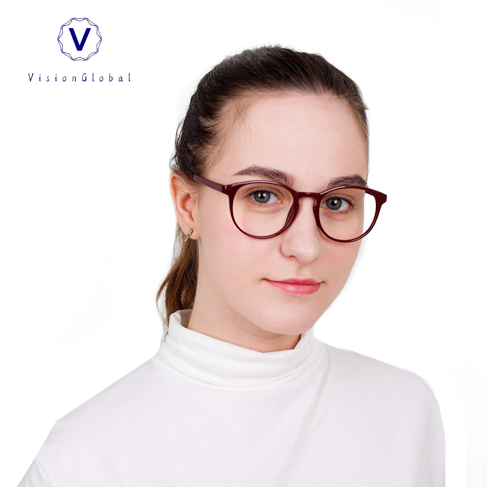 VisionGlobal Blue Light Blocking Glasses for Women - Anti Eyestrain Computer & Reading Glasses with Stylish Frame & Anti Glare - Perfect for Office Work, Gaming & Screen Time
