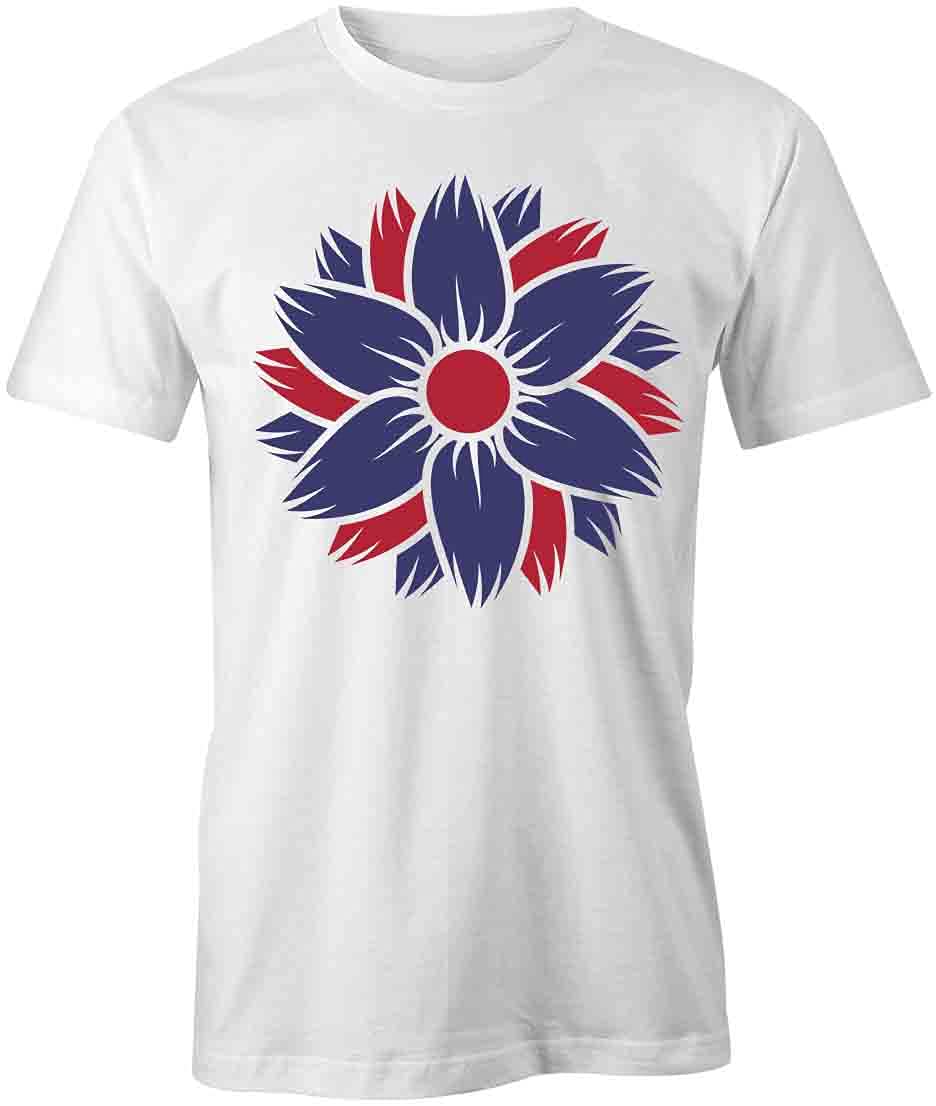 Stylish Red and Blue Sunflower Printed T-Shirt for Men & Women - Soft Cotton Graphic Tee for Casual Wear, Summer Outfits, and Street Style Fashion