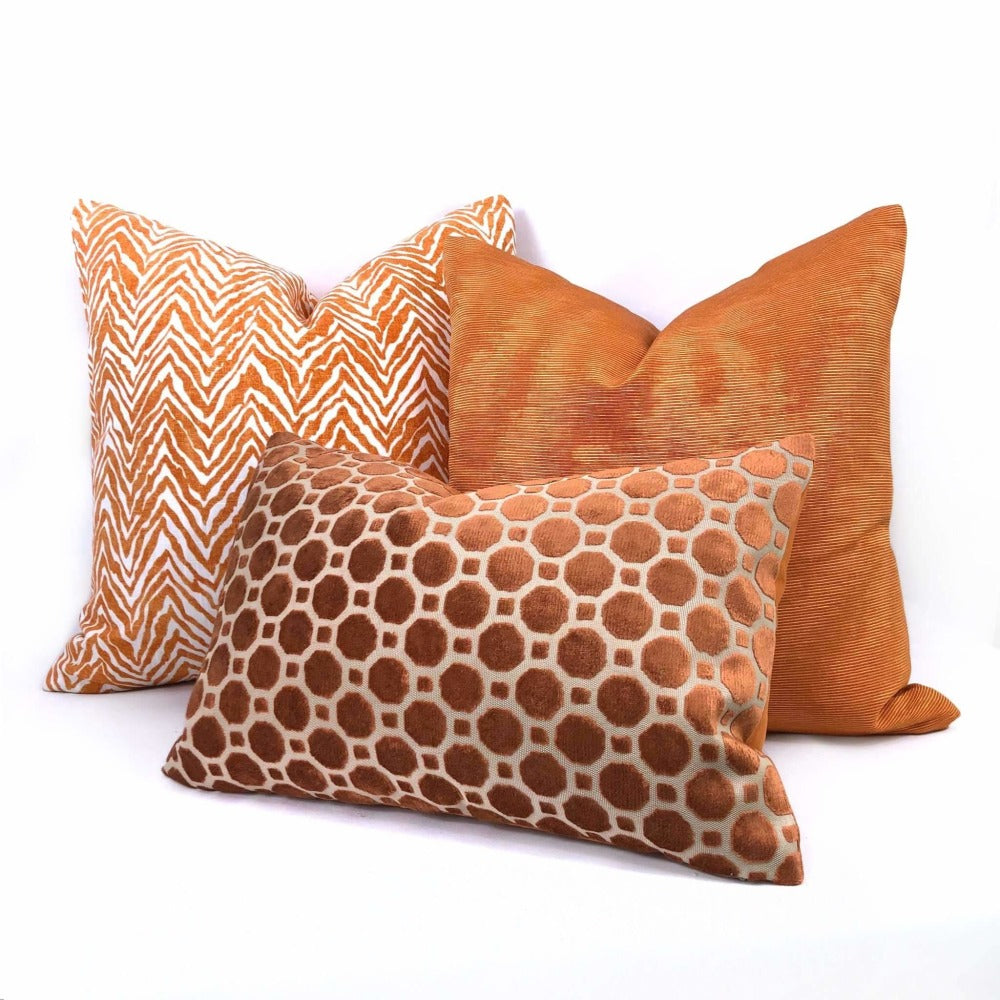 Beacon Hill Terracotta Orange Moire Pillow Cover - 18x18 Inch Decorative Throw Pillow Case for Sofa, Bed, Couch - Home Decor Accent for Living Room, Bedroom, Nursery