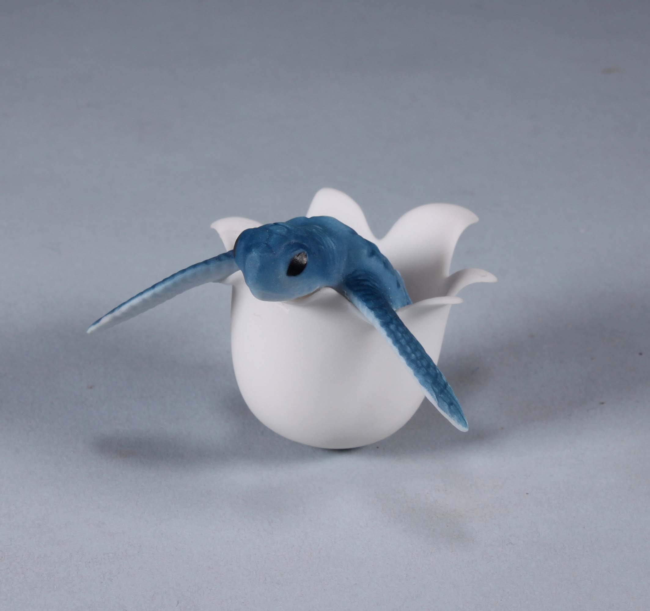 John Perry's Blue Mobile Rocking Sculpture - Tipsy Turtle Hatching from Egg | Unique Home Decor & Garden Art | Perfect for Living Room, Office Desk & Outdoor Spaces