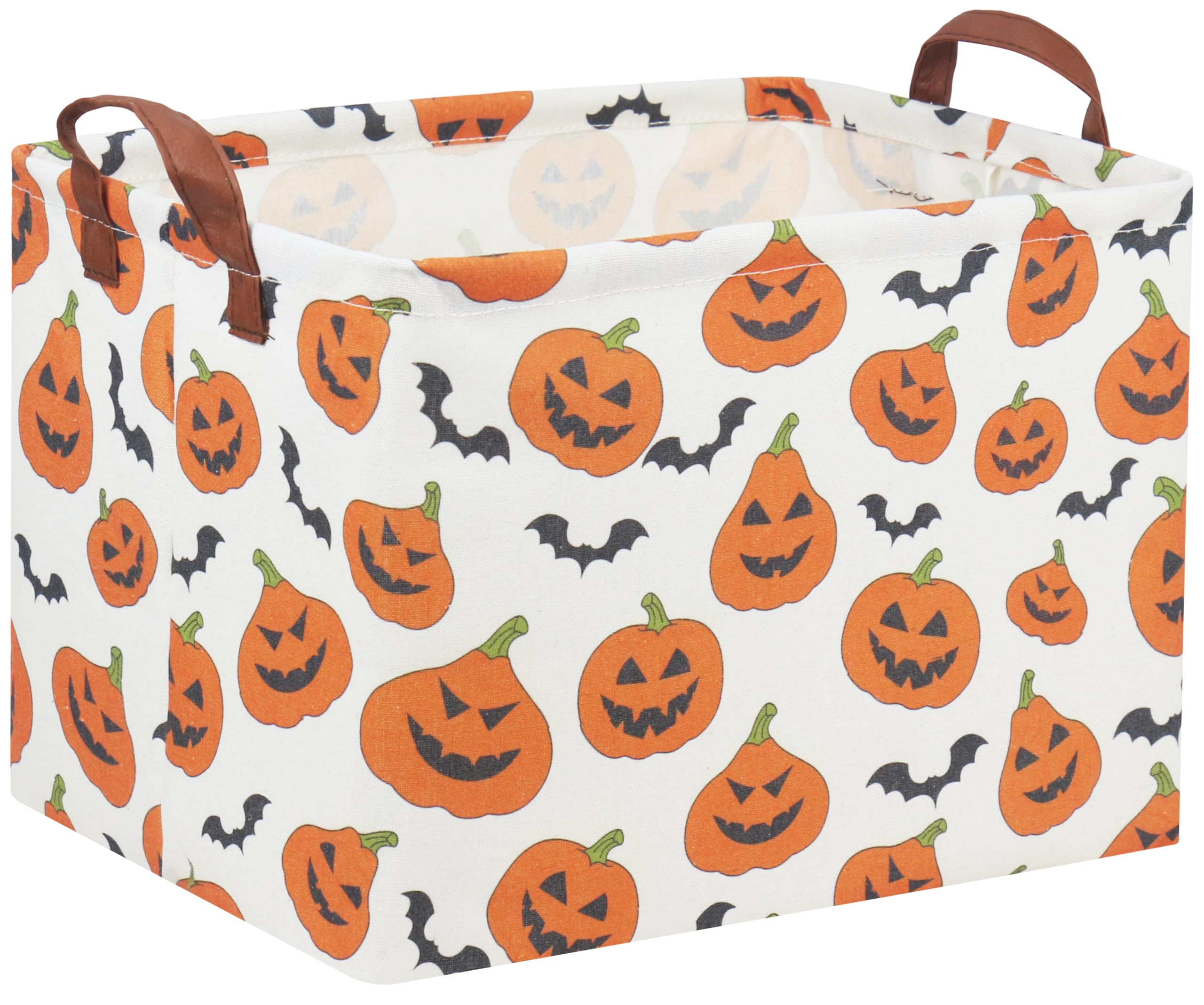 Halloween Pumpkin Basket for Kids - Cute Rectangular Toy Storage Bin & Organizer Box - Perfect for Halloween Parties, Room Decor, and Trick-or-Treating