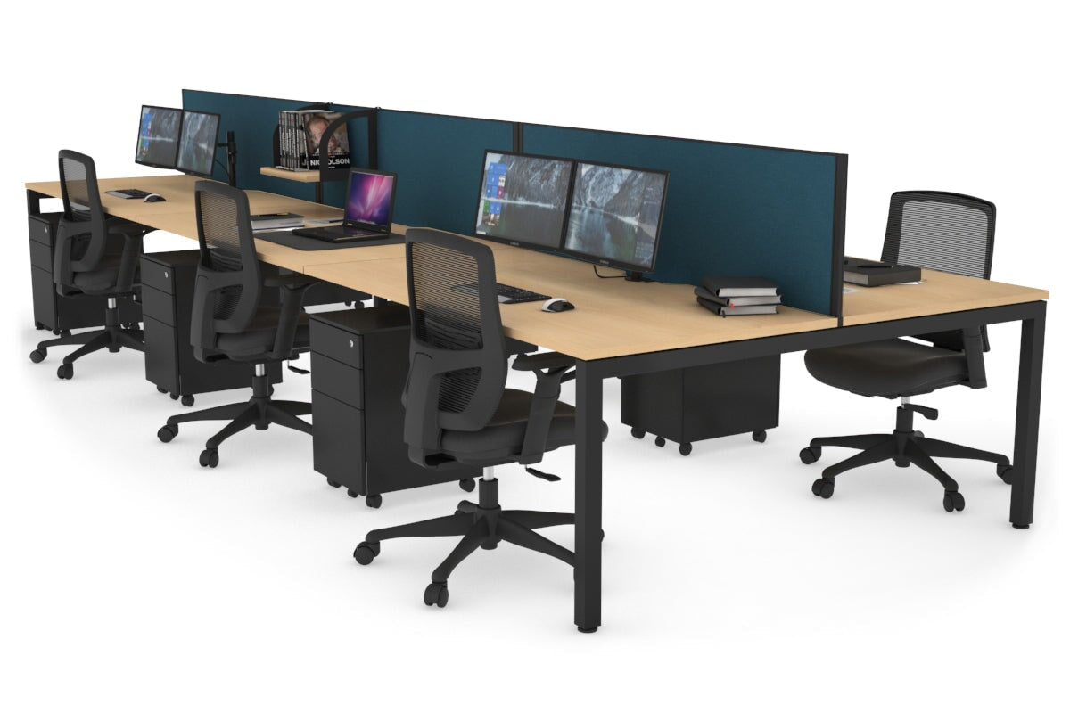 6-Person Office Workstation with Quadro Square Legs - 1600L x 800W Dimensions, Cable Management Scallop for Organized Workspace - Perfect for Open Office Layouts, Team Collaboration & Modern Workspaces