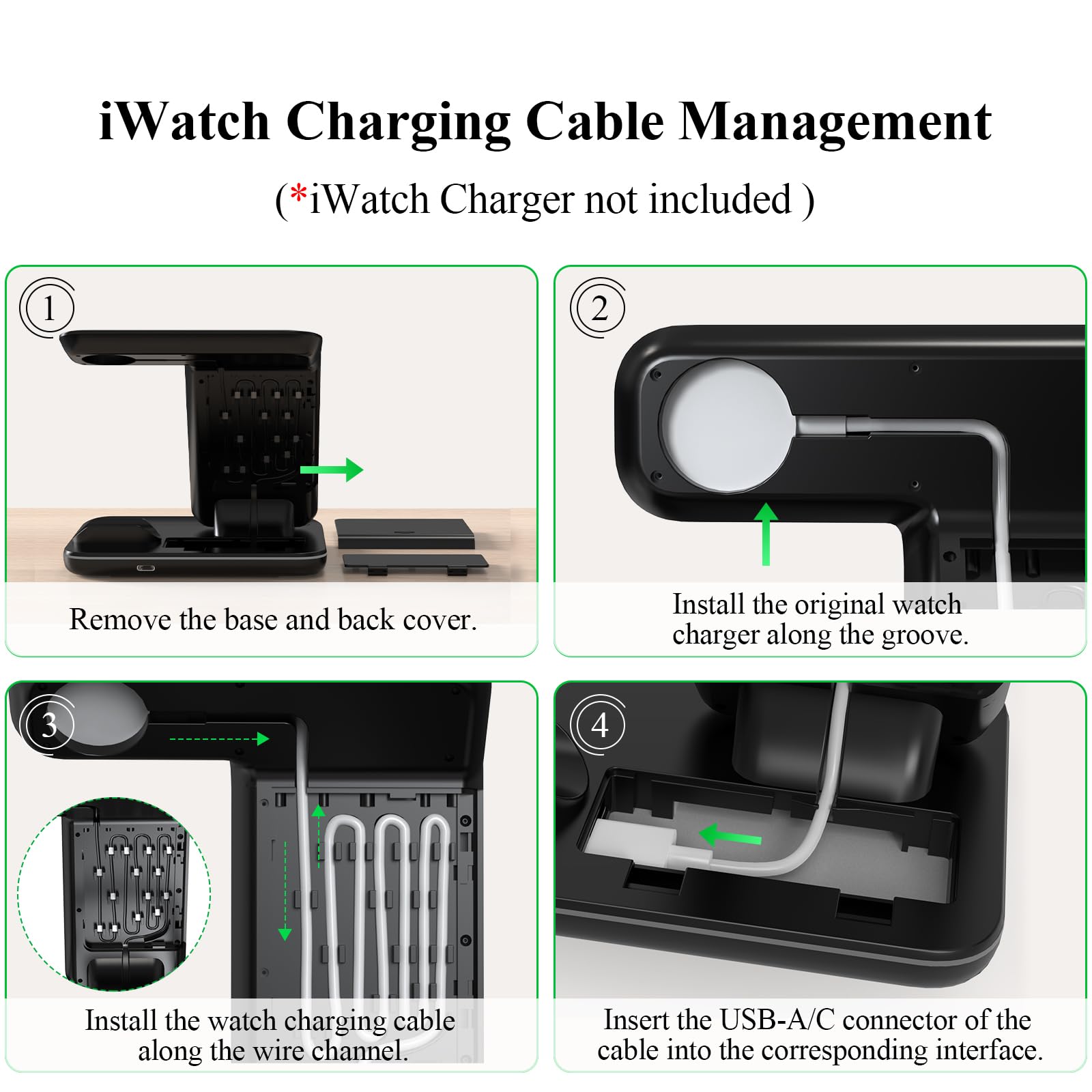 Minthouz 18W Fast Wireless Charging Stand - Compatible with iPhone 15/14/13/12/11, AirPods & iWatch (Watch Charger Not Included) | QC3.0 Adapter Included | Perfect for Bedside, Office & Travel Charging