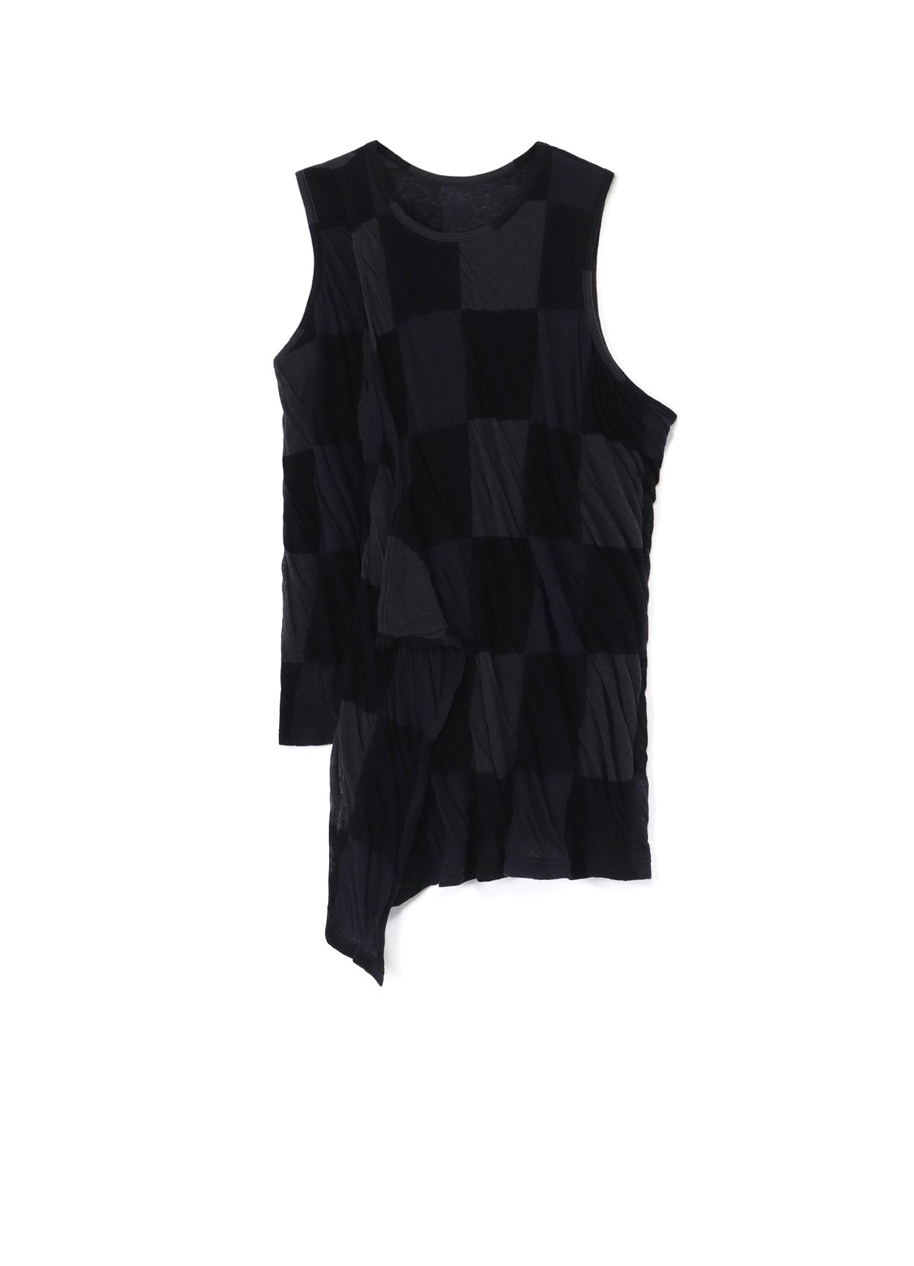 C/LI Block Check JQ Double Front Drape Running T-Shirt - Comfortable & Stylish for Workouts, Jogging, and Casual Wear