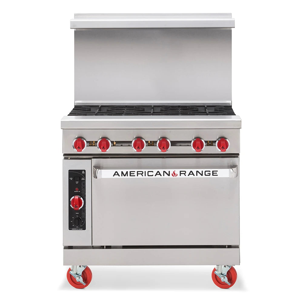 American Range AR 6 36 6-Burner Professional Gas Range with Standard Oven - Perfect for Home Kitchens & Commercial Cooking