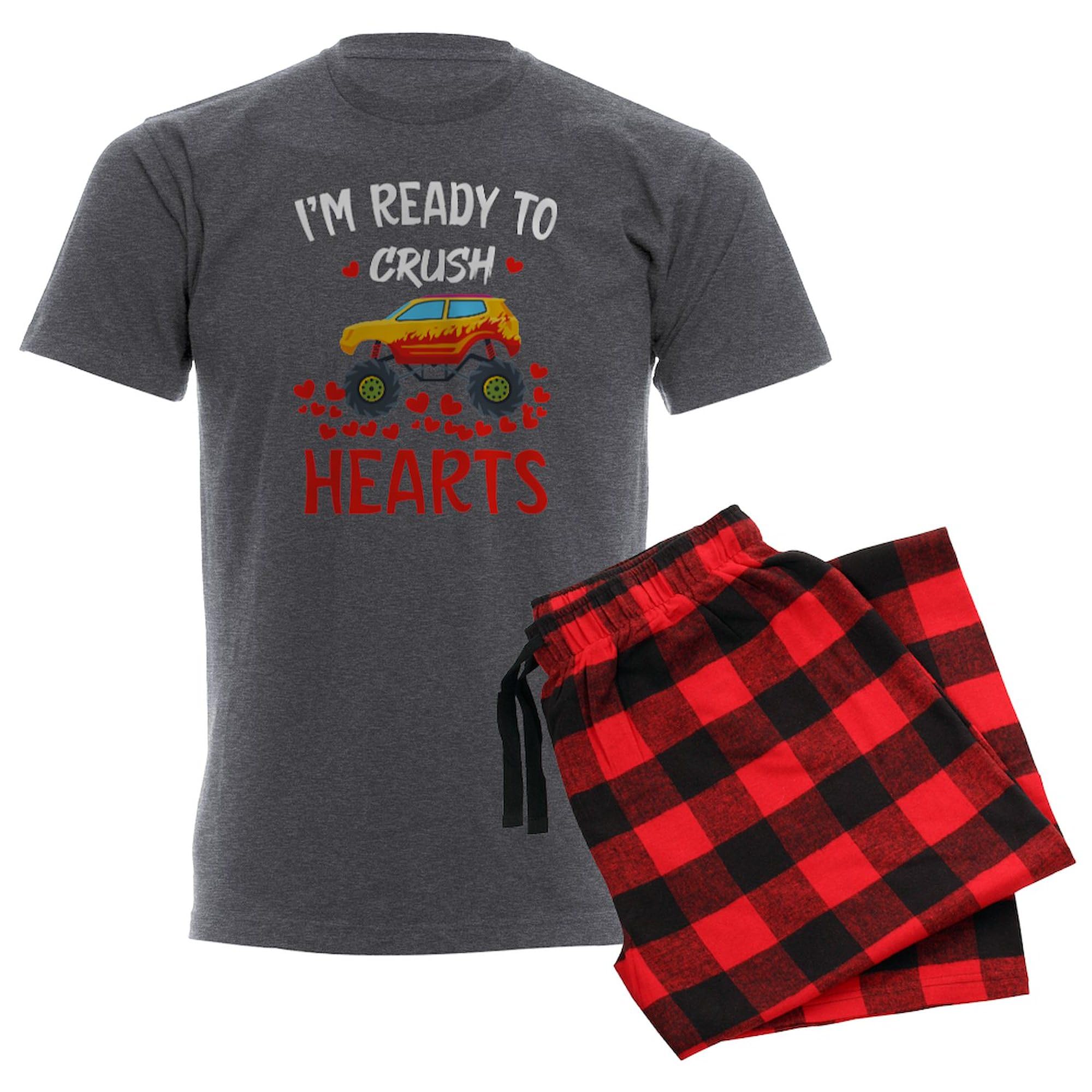 Men's Charcoal Fire Monster Crush Pajama Set - Comfortable Novelty Sleepwear for Lounge, Gaming & Relaxation