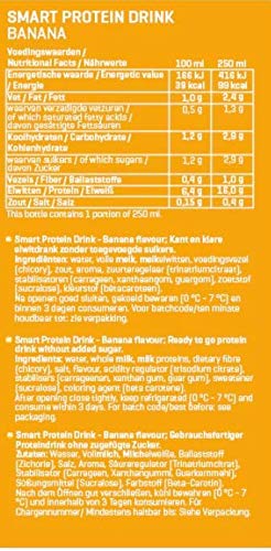 Body & Fit Smart Protein Drink - 6 Pack (250ml Each) - Banana Flavor | Post-Workout Recovery, Meal Replacement & Healthy Snack for Active Lifestyles