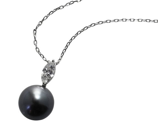 18K White Gold Tahitian Pearl Pendant Necklace - Elegant Black Pearl Jewelry for Women - Perfect for Weddings, Anniversaries & Special Occasions