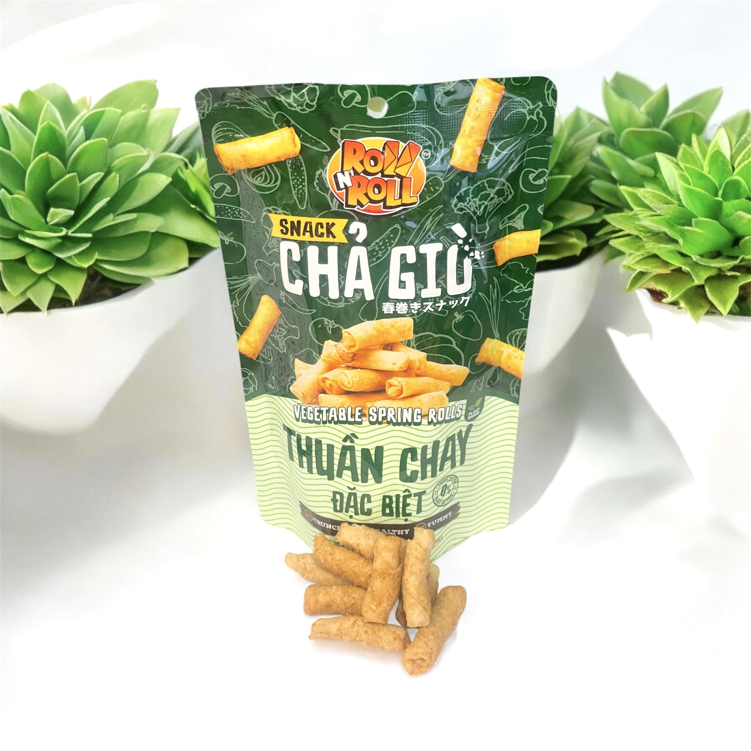 Vegetable Spring Rolls Snack - Ready to Eat Cha Gio Thuan Chay An Lien - 2.6 Oz per Bag (2 Bags) - Vegan Vietnamese Appetizer for Parties, Quick Meals & Asian Cuisine