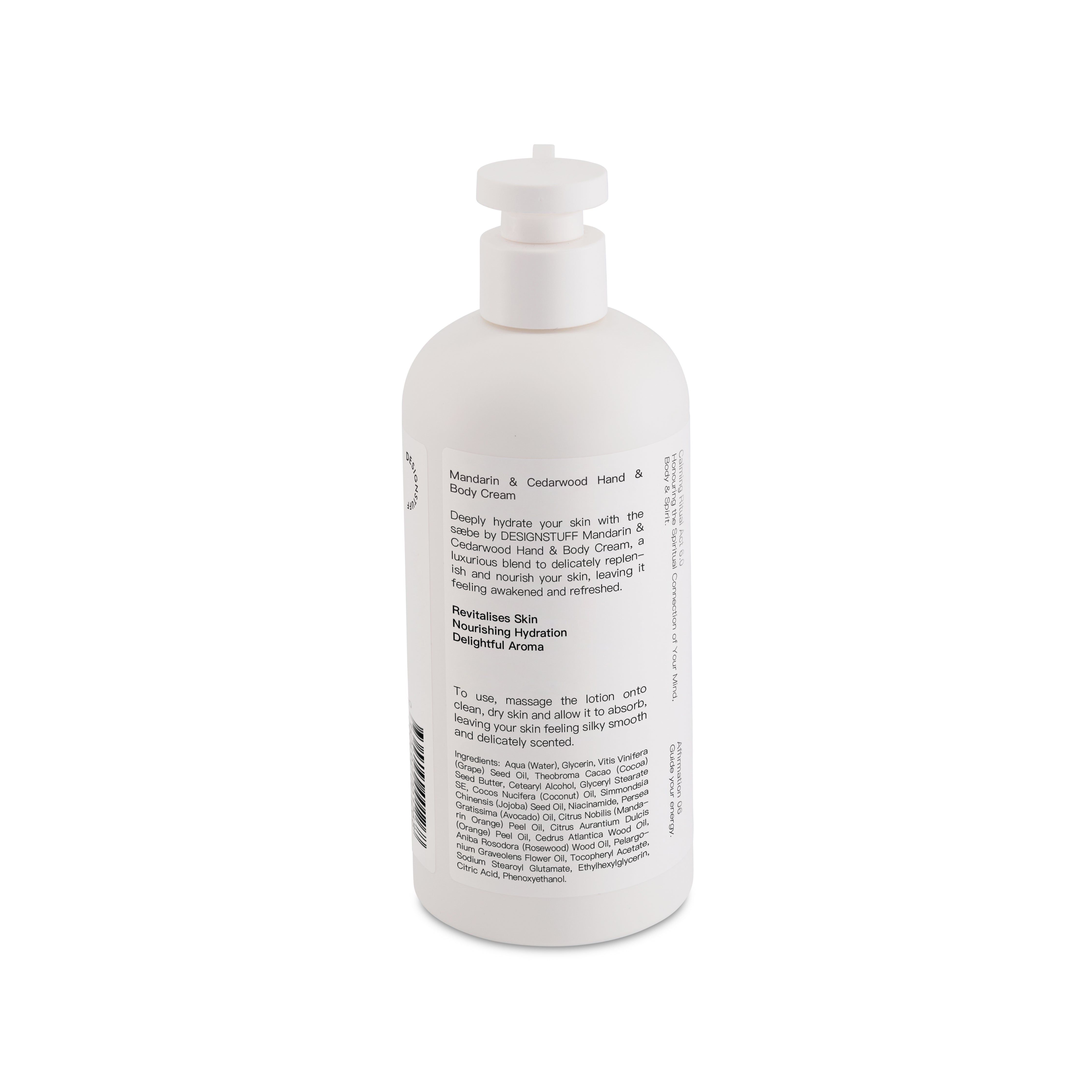 DESIGNSTUFF Saebe Hand & Body Cream - Mandarin & Cedarwood Scent, 500ml - Hydrating Moisturizer for Dry Skin, Perfect for Daily Use & Gift Giving