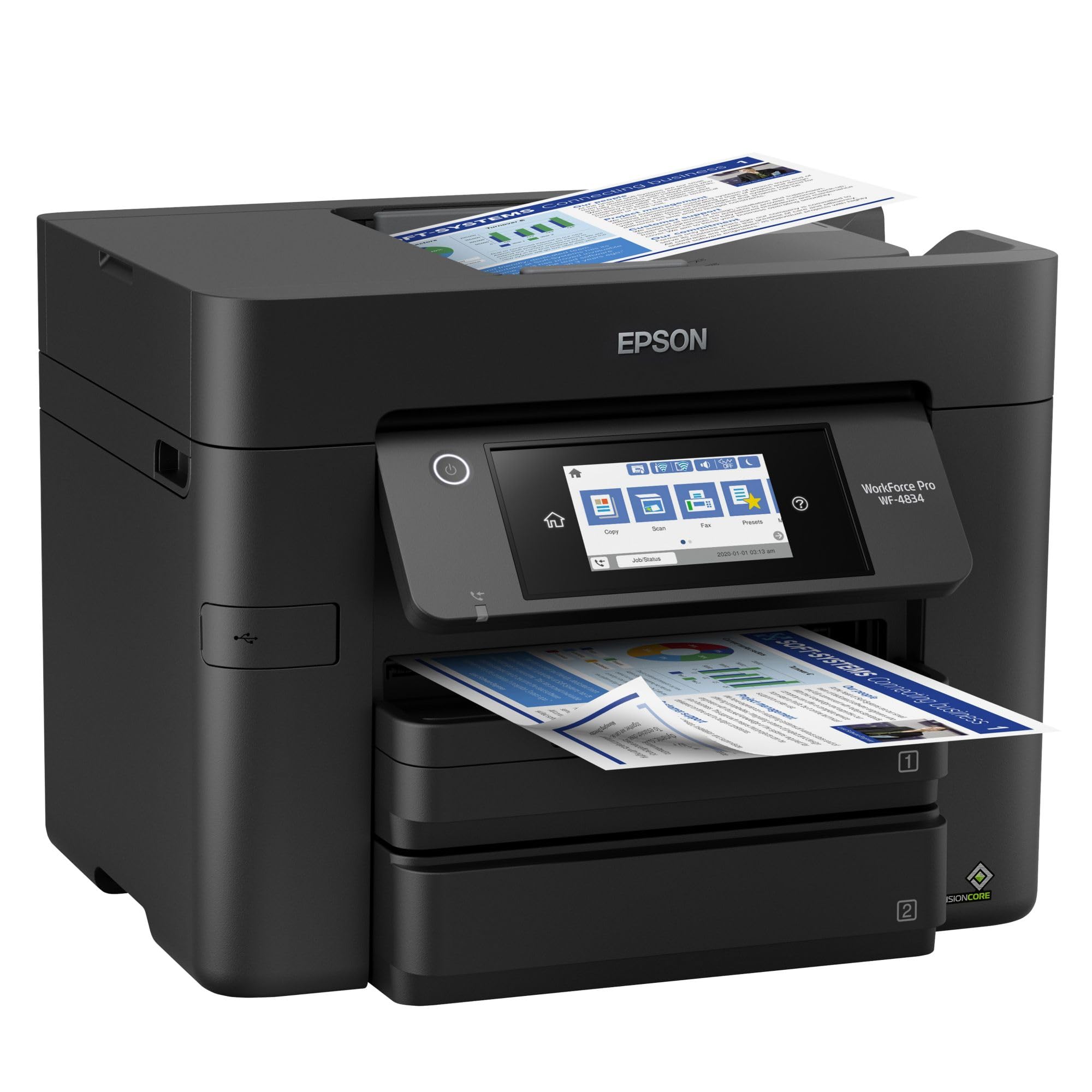 Epson Workforce Pro WF-4834 Wireless All-in-One Inkjet Printer with Scanner, Copier & Fax - Ideal for Home Office & Small Business Printing Needs