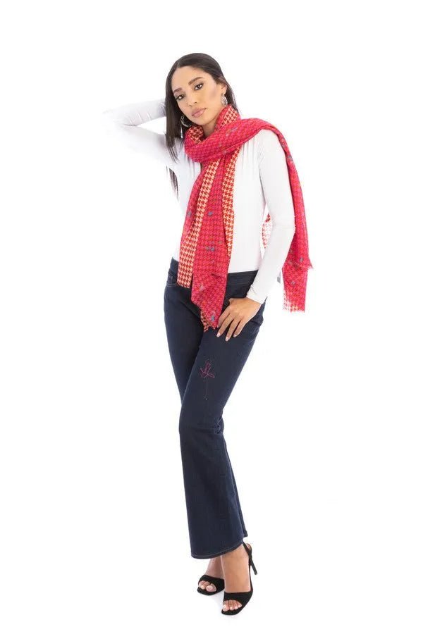Stylish Houndstooth Print Scarf for Women & Men - Soft Warm Winter Fashion Accessory - Perfect for Office, Travel & Outdoor Activities
