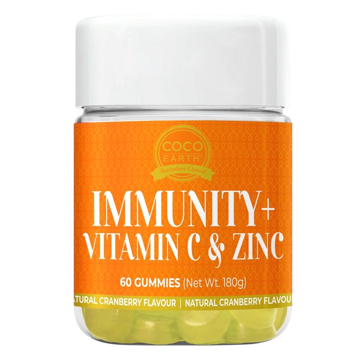 Premium Coco Earth Gummies with Vitamin C & Zinc for Immune Support - Delicious Vegan Supplement for Kids & Adults - Boost Wellness at Home, Work or Travel