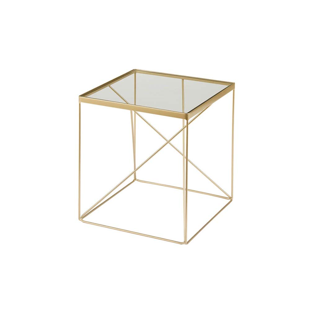 Premium Tempered Glass Coffee Table & Bedside Shelf - Scratch & Rust Resistant, Heavy-Duty for Living Room, Bedroom & Office - Gold Finish (Ideal for Modern Home Decor & Small Spaces)