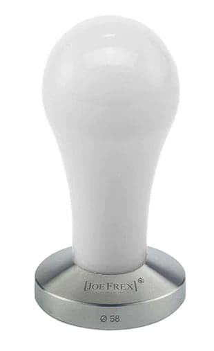 Joe Frex 58mm Aluminum Coffee Tamper with Pop White Base - Perfect for Espresso Machines & Home Baristas