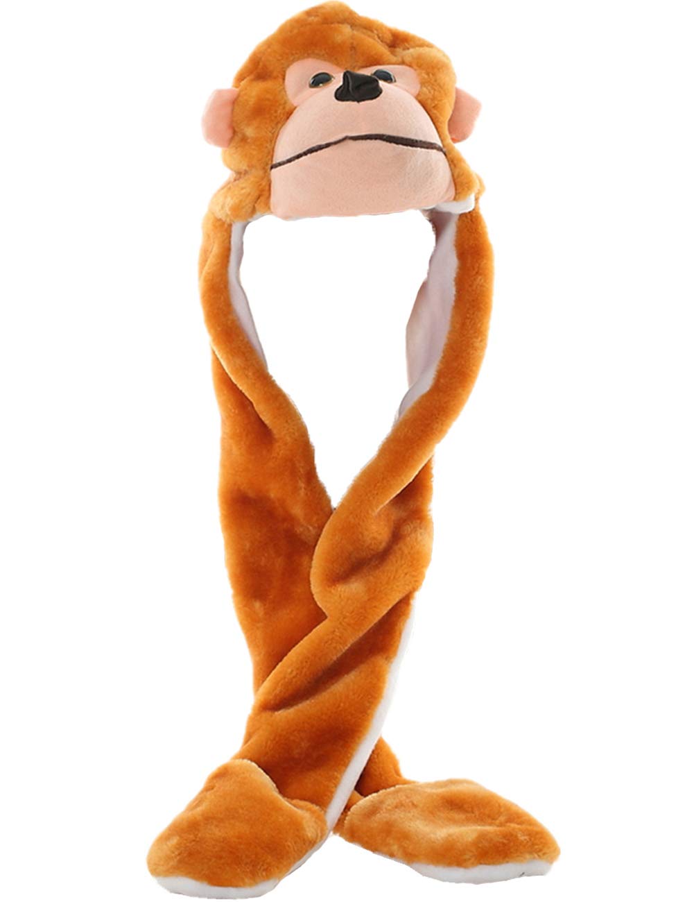 Cozy Unisex Winter Plush Animal Hat with Paws - Warm Fleece Earmuffs for Men & Women - Perfect for Christmas, Snow Days & Outdoor Activities