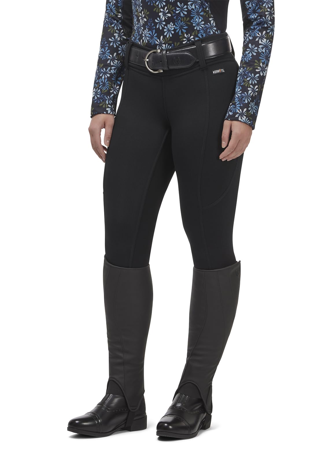 Kerrits Women's Sit Tight Wind Pro Full Seat Winter Horse Riding Tights - Warm Polartec Equestrian Breeches with Phone Pocket | Cold Weather Riding, Training & Competition