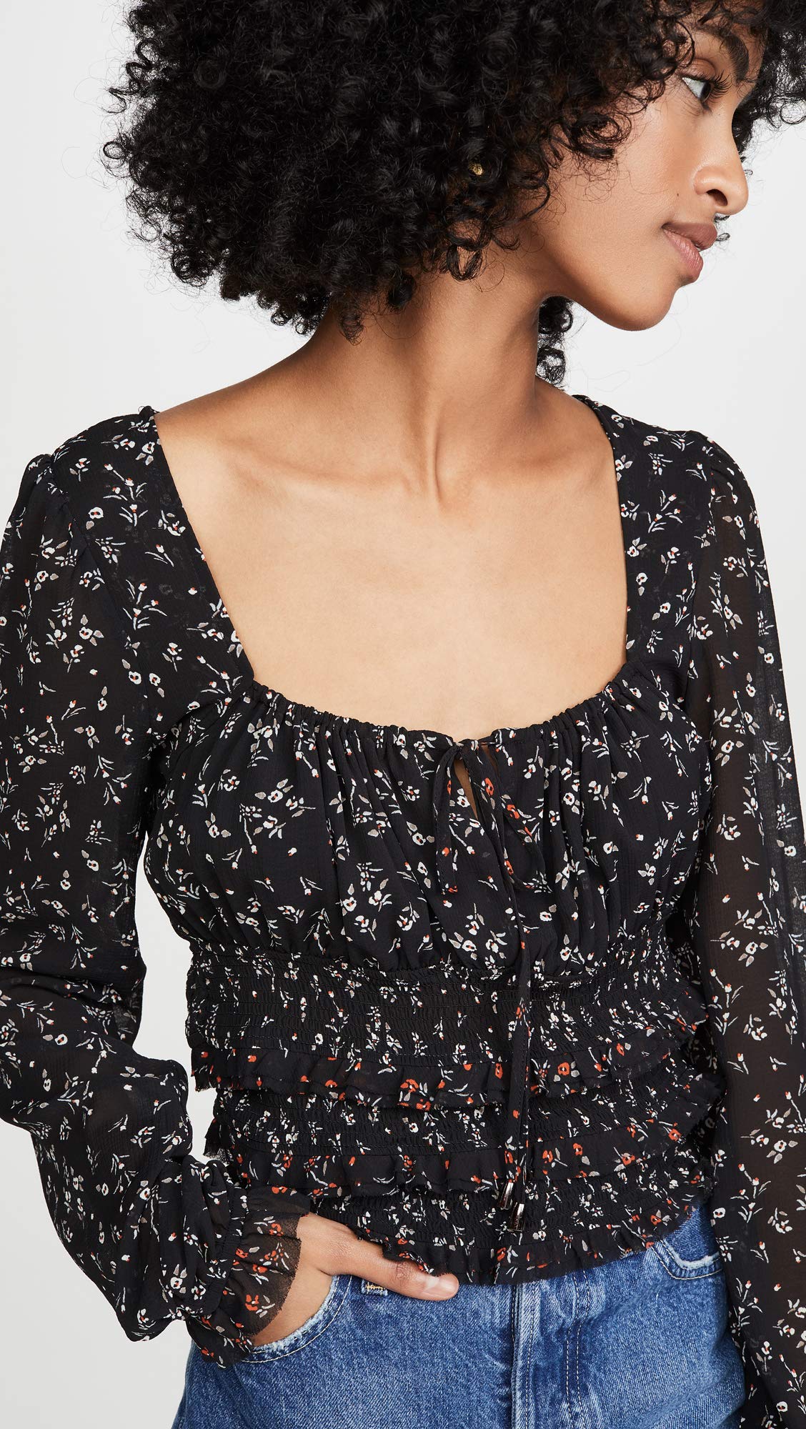 Free People Women's Printed Lolita Top - Floral Boho Blouse for Casual Wear & Summer Outfits