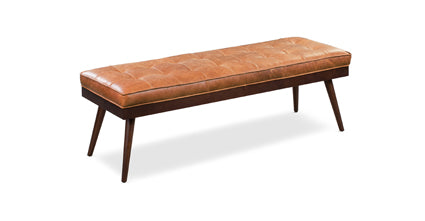 Luca Leather Bench - Modern Upholstered Storage Ottoman with Tufted Design for Living Room, Bedroom, or Entryway - Durable Faux Leather Seat with Sturdy Wooden Legs - Perfect for Extra Seating, Footrest, or Stylish Home Decor