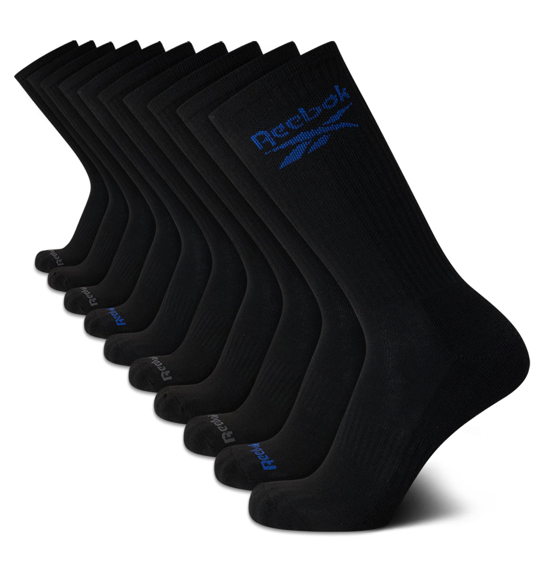Reebok Men's Performance Cushioned Crew Socks 10-Pack - Arch Support Athletic Socks for Men (Sizes 6-12.5) - Breathable Workout & Running Socks for Gym, Sports & Everyday Wear