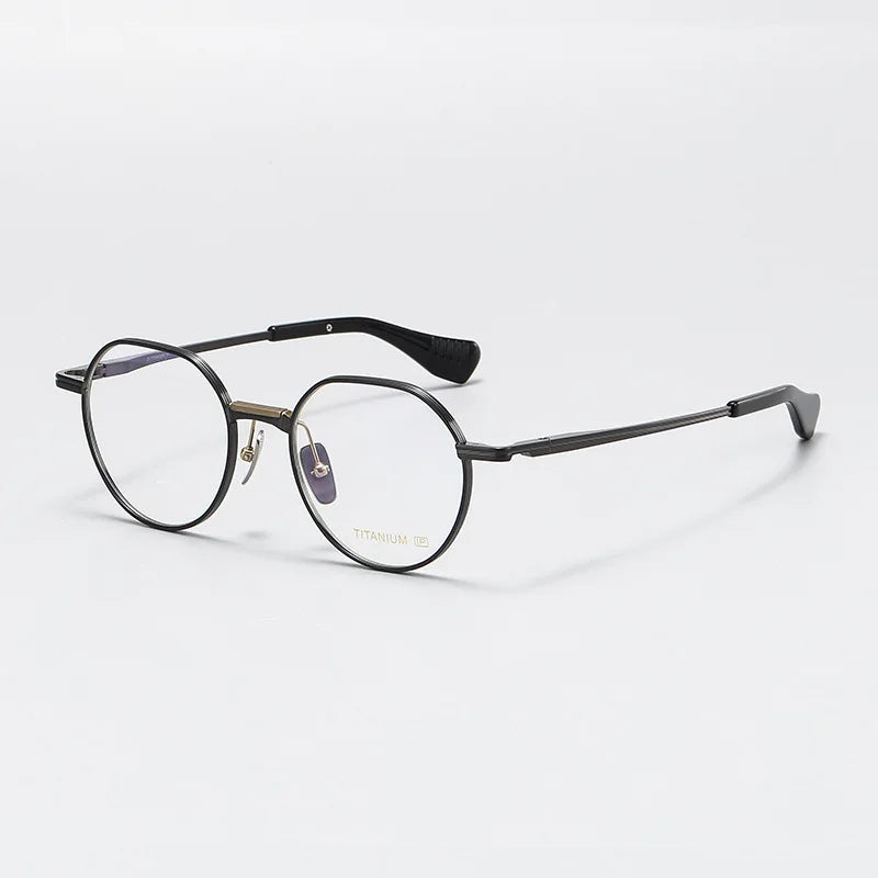 Unisex Black Titanium Round Full Rim Eyeglasses X150 - Lightweight & Durable for Work, Reading & Fashion