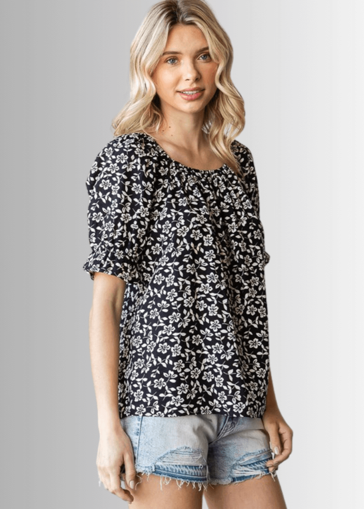 Carolina Women's Off The Shoulder Floral Print Blouse - Summer Boho Chic Tops for Beach Vacation & Date Night Outfits