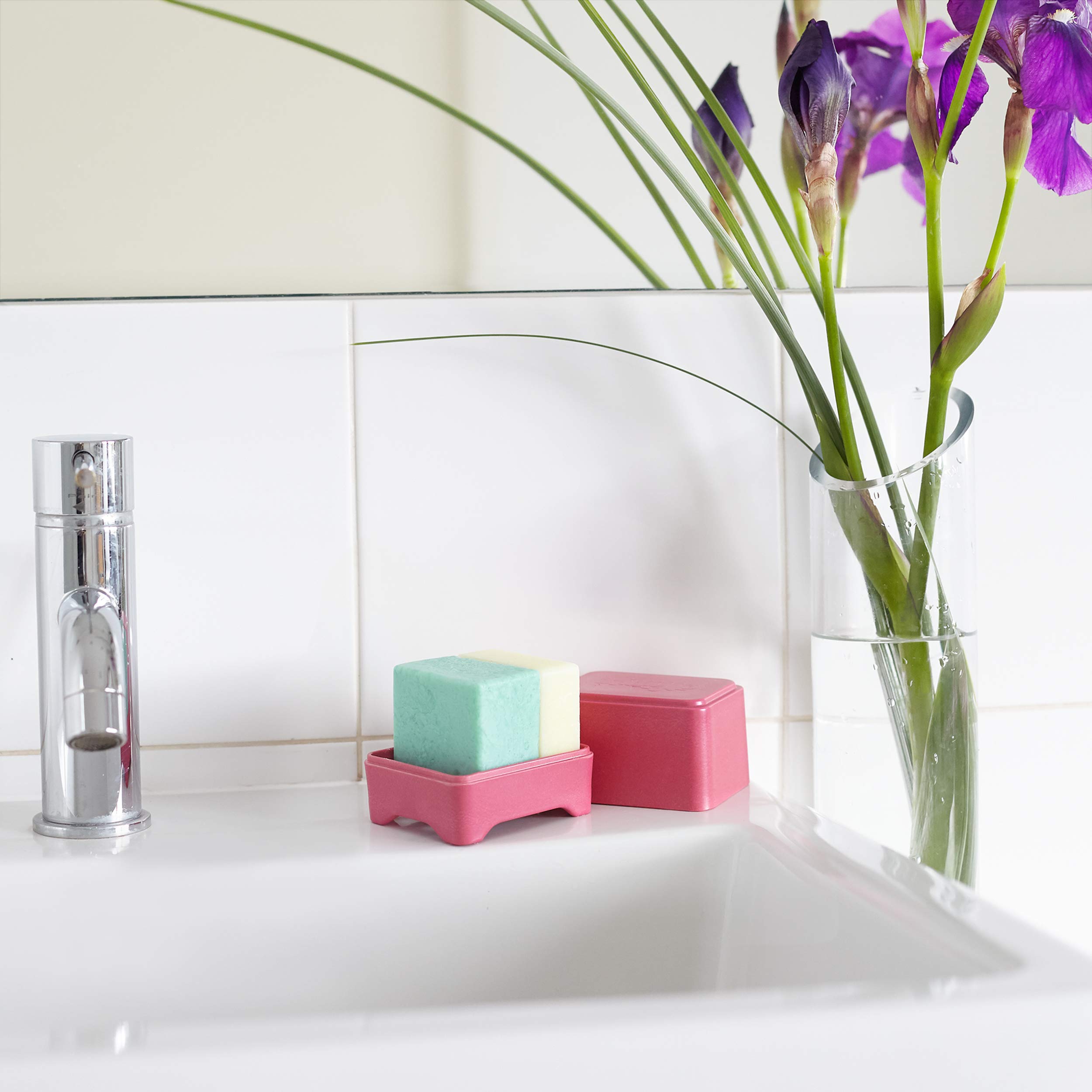 Ethique Eco-Friendly Pink In-Shower Container for Shampoo & Conditioner Bars - Plastic-Free Storage for Solid Hair Care Products (Pack of 1) | Perfect for Bathroom Organization & Sustainable Showering