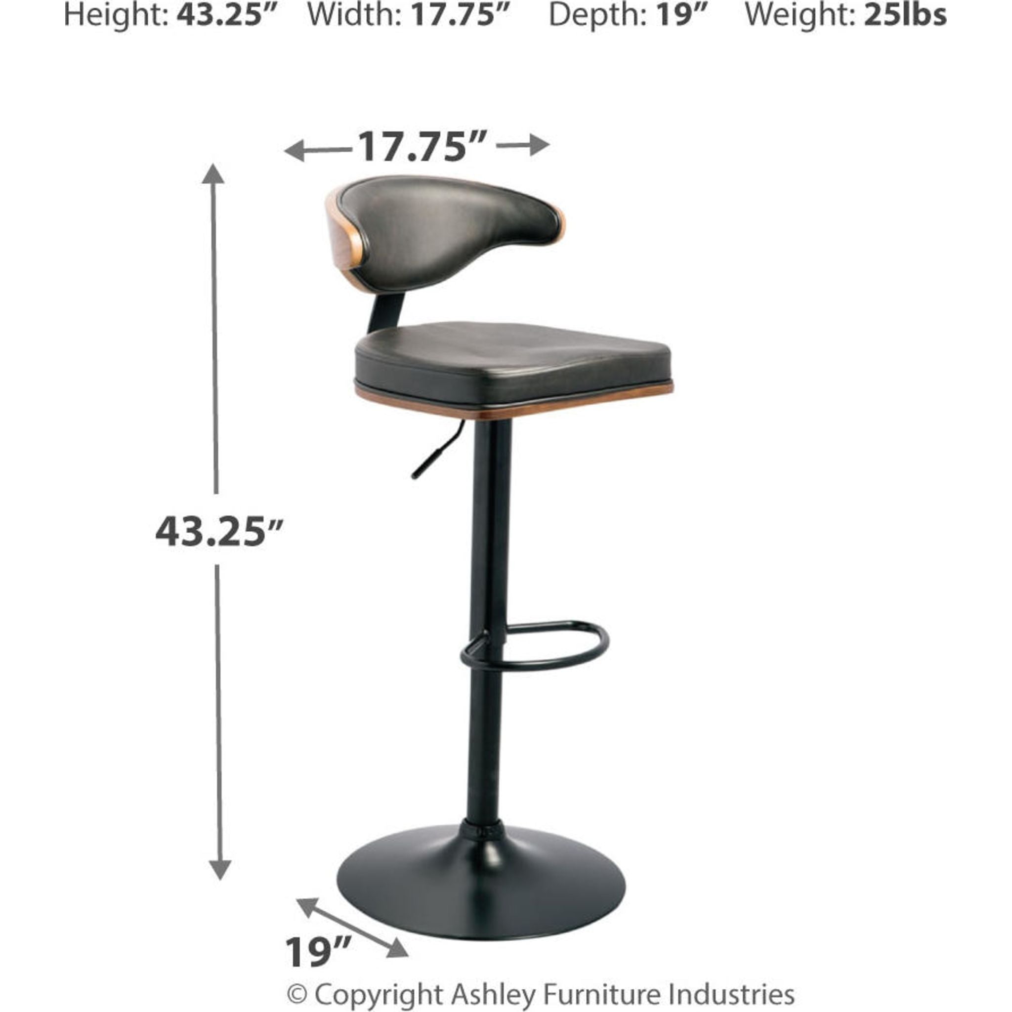 Bellatier Adjustable Height Bar Stool - Ergonomic Swivel Seat for Kitchen Island, Home Office & Counter - Modern Home Furniture with Footrest