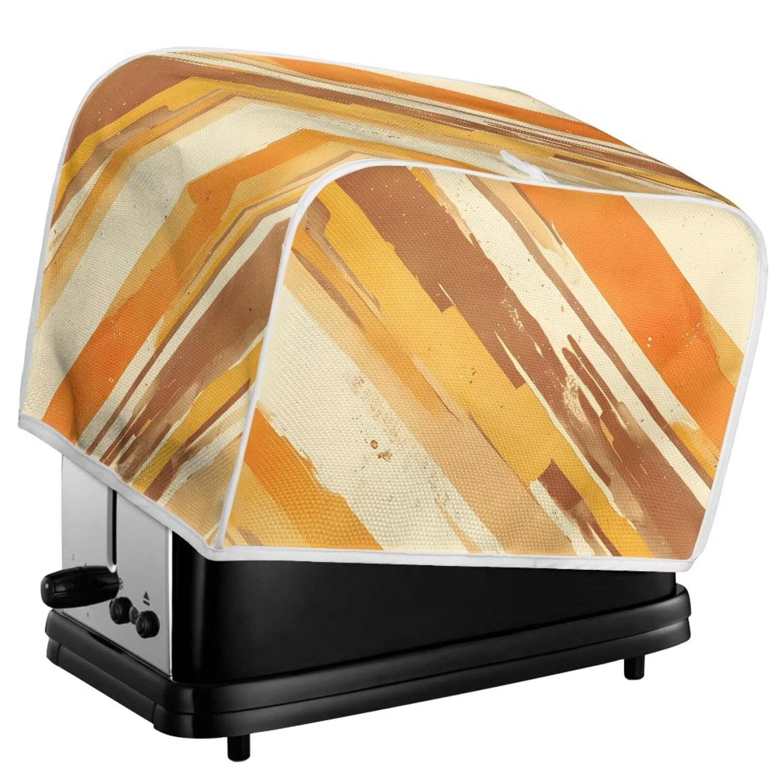 Vintage Brown Graffiti Watercolor Stripe 2-4 Slice Toaster Cover - Standard Size Dust Protector for Bread Toaster Oven - Perfect for Kitchen, Dining Room & Cafe Decor
