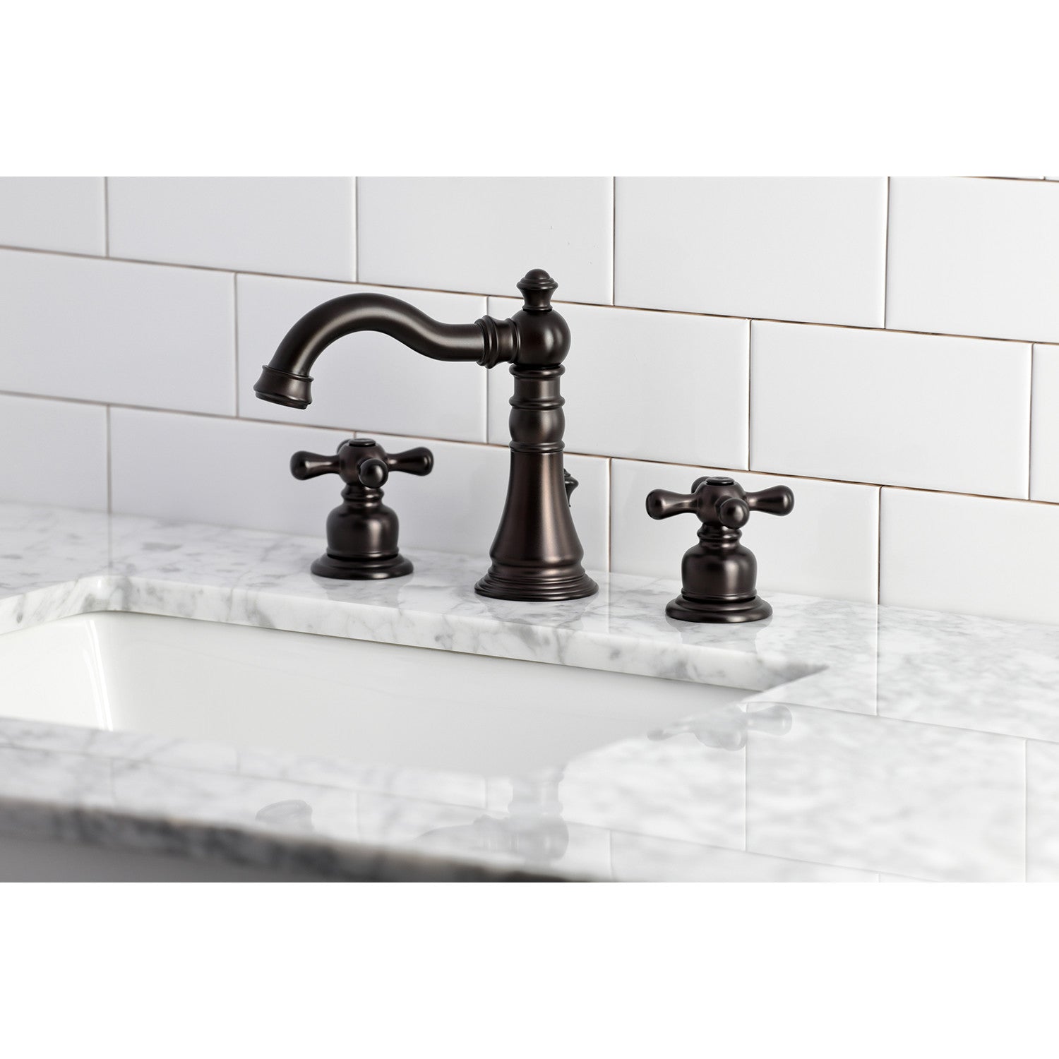 American Classic FSC1975AX Oil Rubbed Bronze Widespread Bathroom Faucet - 2 Handle 3 Hole Deck Mount with Pop Up Drain - Perfect for Modern Bathroom Renovations and Home Upgrades