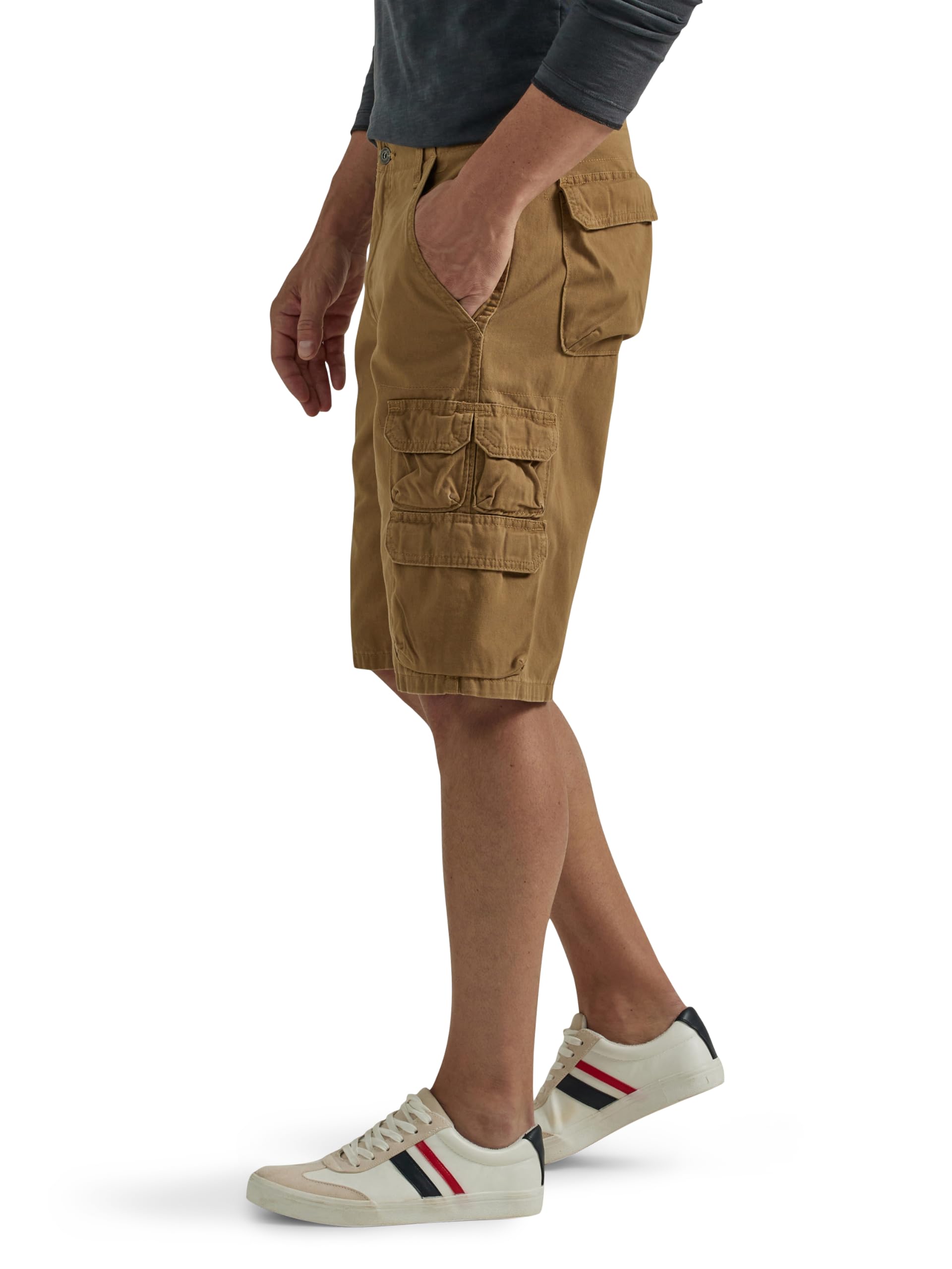 Wrangler Authentics Men's Premium Twill Cargo Shorts - Comfortable & Durable Casual Summer Shorts for Outdoor Activities, Hiking, and Travel