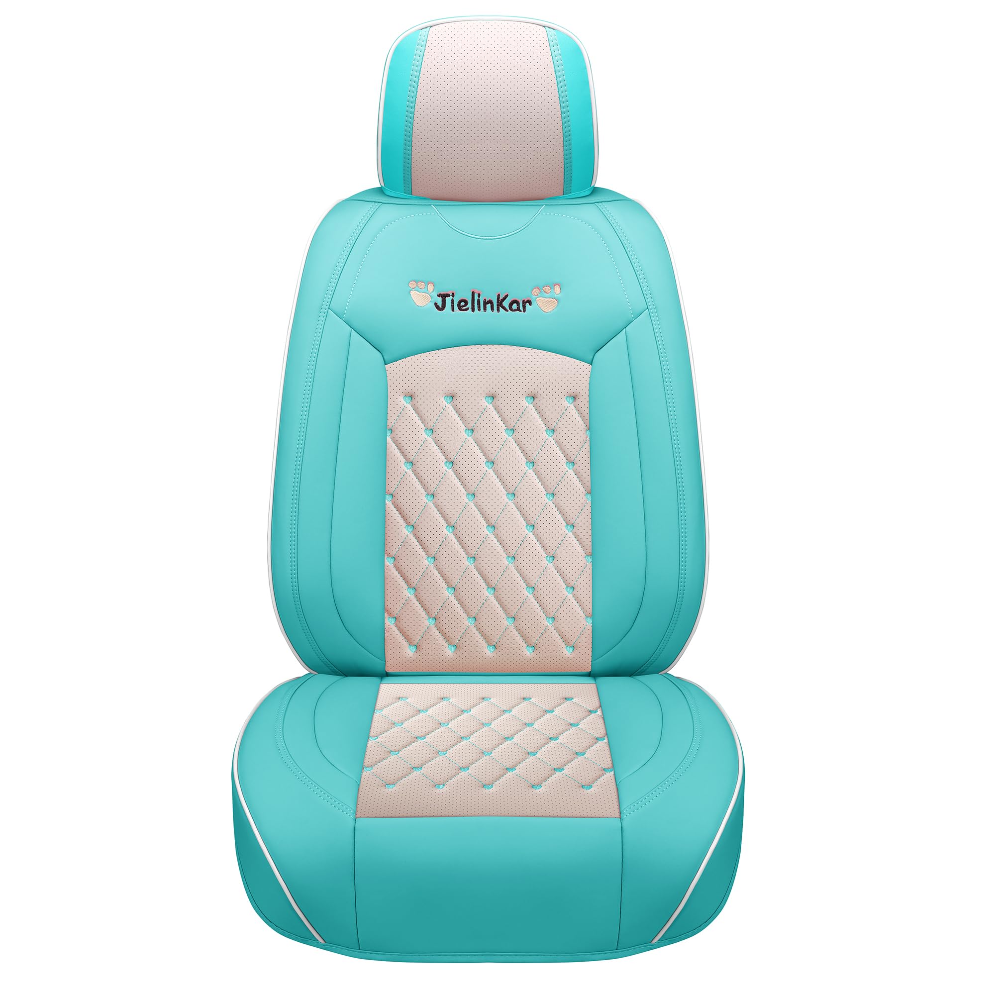 Universal Waterproof PU Leather Car Seat Covers Full Set - Premium Auto Interior Accessories for Cars, SUVs & Pickup Trucks (Green-Beige) | Perfect for Road Trips, Daily Commutes & Family Protection