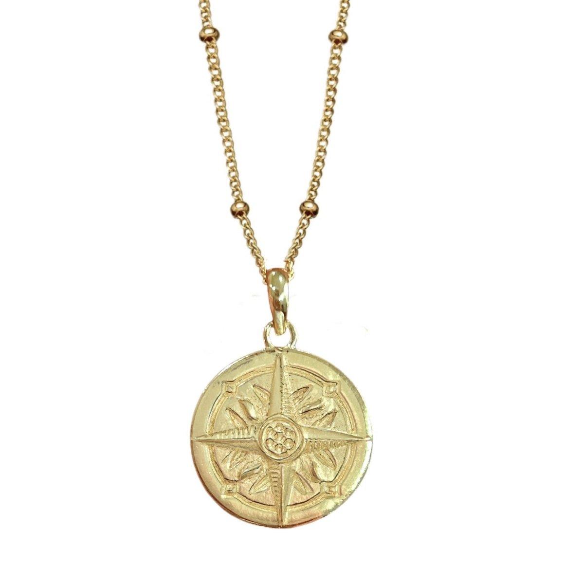 Laihas Prestige Gypsy’s Compass Gold Boho Necklace - Vintage Bohemian Jewelry for Women - Perfect for Festival, Travel & Layering Outfits