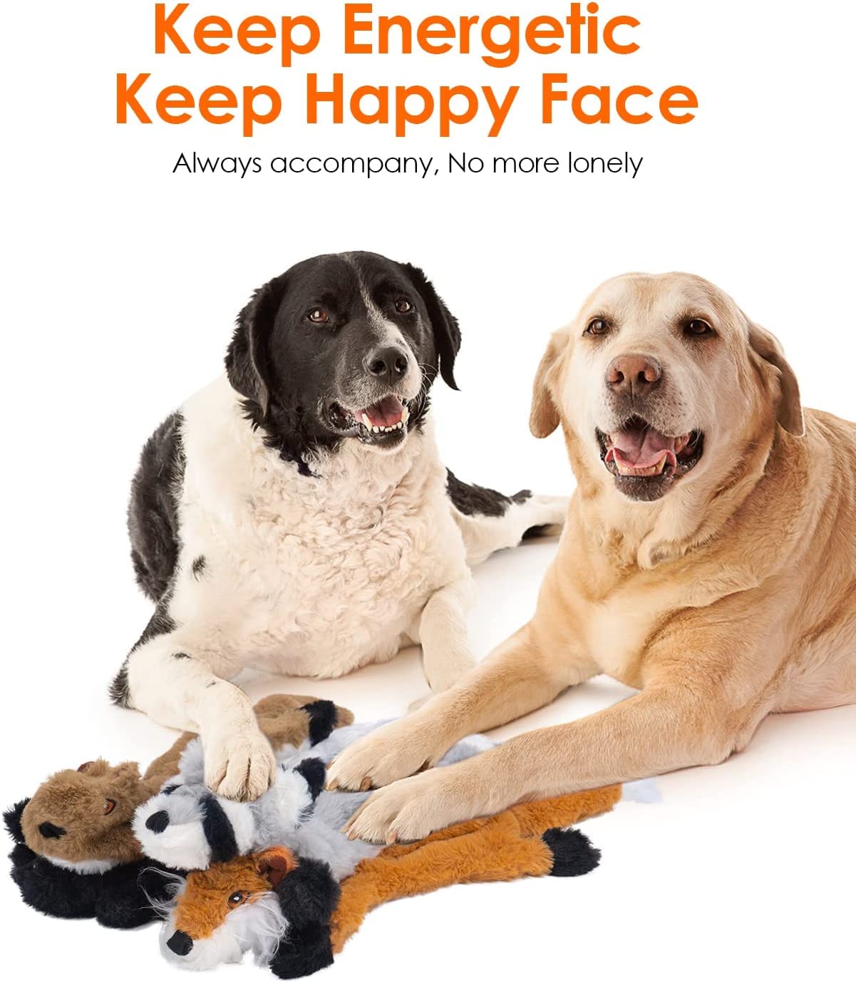 Laytek 5-Pack Durable Double-Layer Reinforced Squeaky Dog Toys - No Stuffing Plush Chew Toys for Small, Medium & Large Dogs (Raccoon, Squirrel, Lion, Tiger, Zebra) - Perfect for Playtime, Training & Interactive Bonding with Your Pet