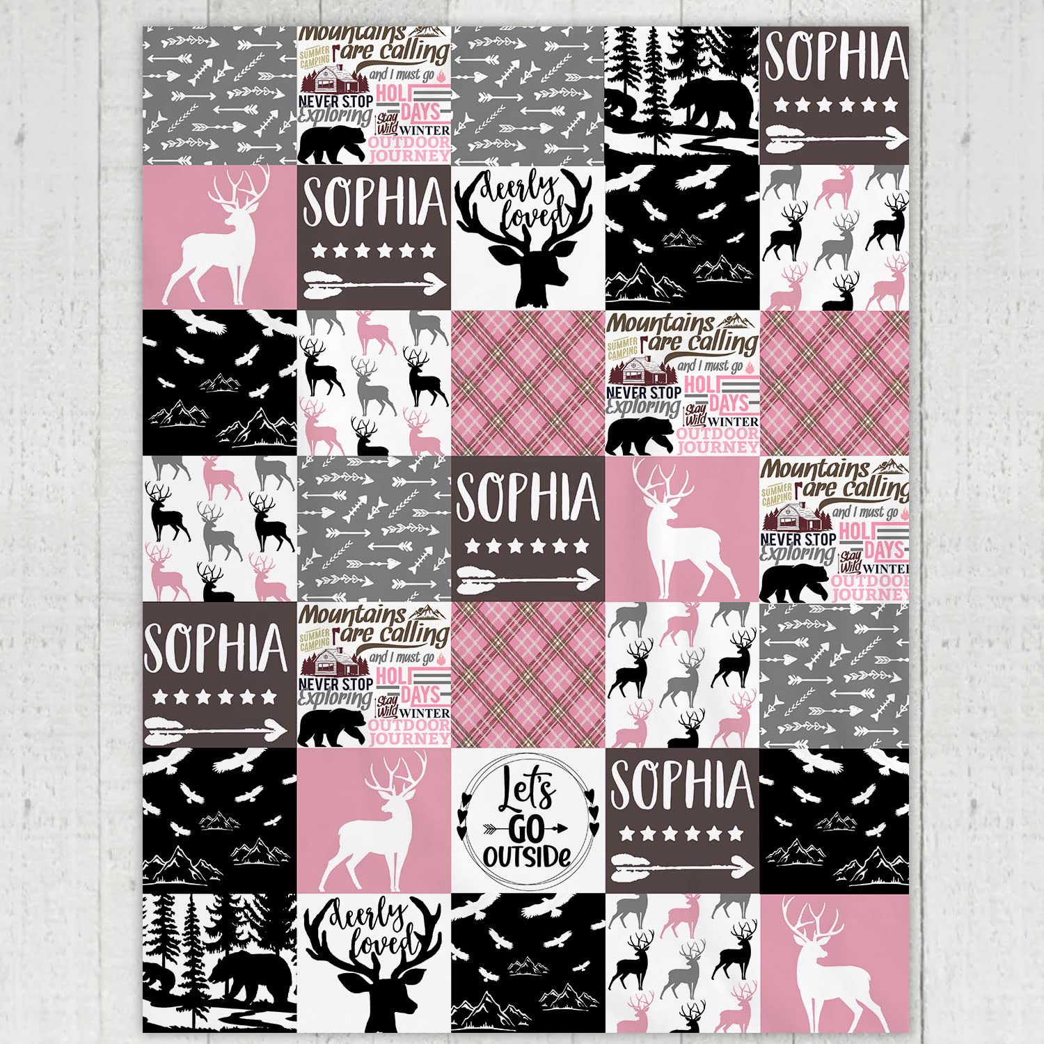 Personalized Deer Baby Blanket - Woodland Boho Nursery Blanket for Boys & Girls - Camo Moose Deer Bear Themed Soft Blanket - Tribal Woodland Baby Shower Gift (10) - Perfect for Nursery Decor, Newborn Photos & Cozy Swaddling