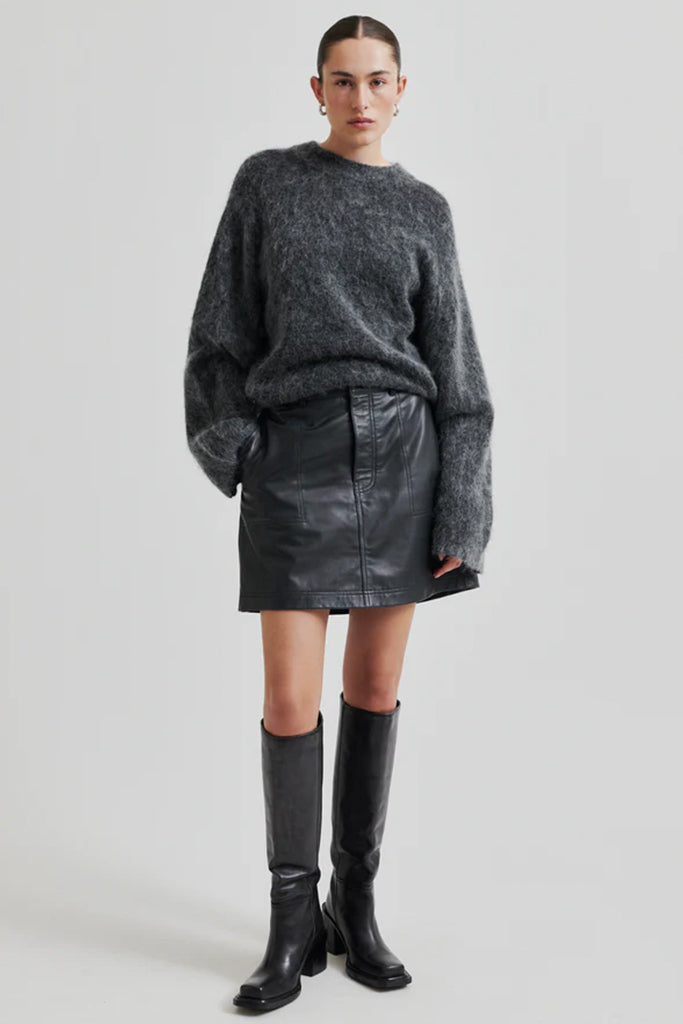 Women's Letho Leather Mini Skirt in Volcanic Ash - Stylish Short Skirt for Night Out, Party & Date Night