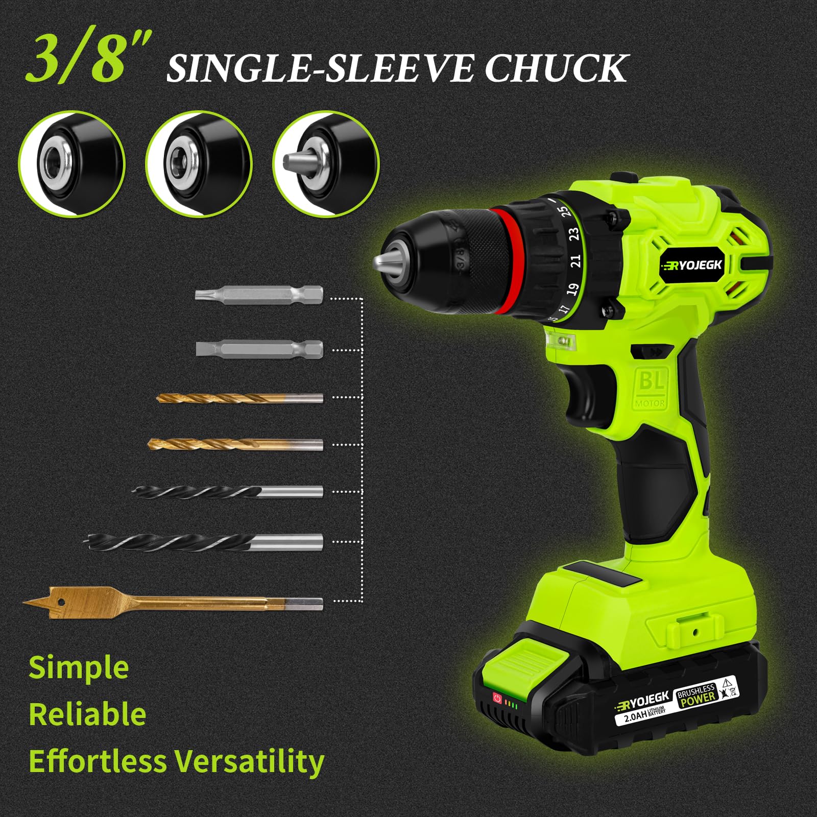 **20V Brushless Drill & 119-Piece Cordless Tool Set with Battery - Home Repair Kit for Men & Women | DIY Projects, Woodworking, Furniture Assembly, Household Maintenance**